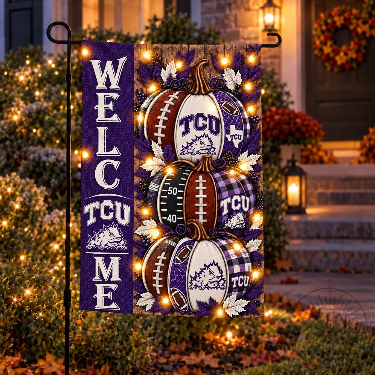 TCU Horned Frogs Football Pumpkins Welcome Autumn Garden Flag