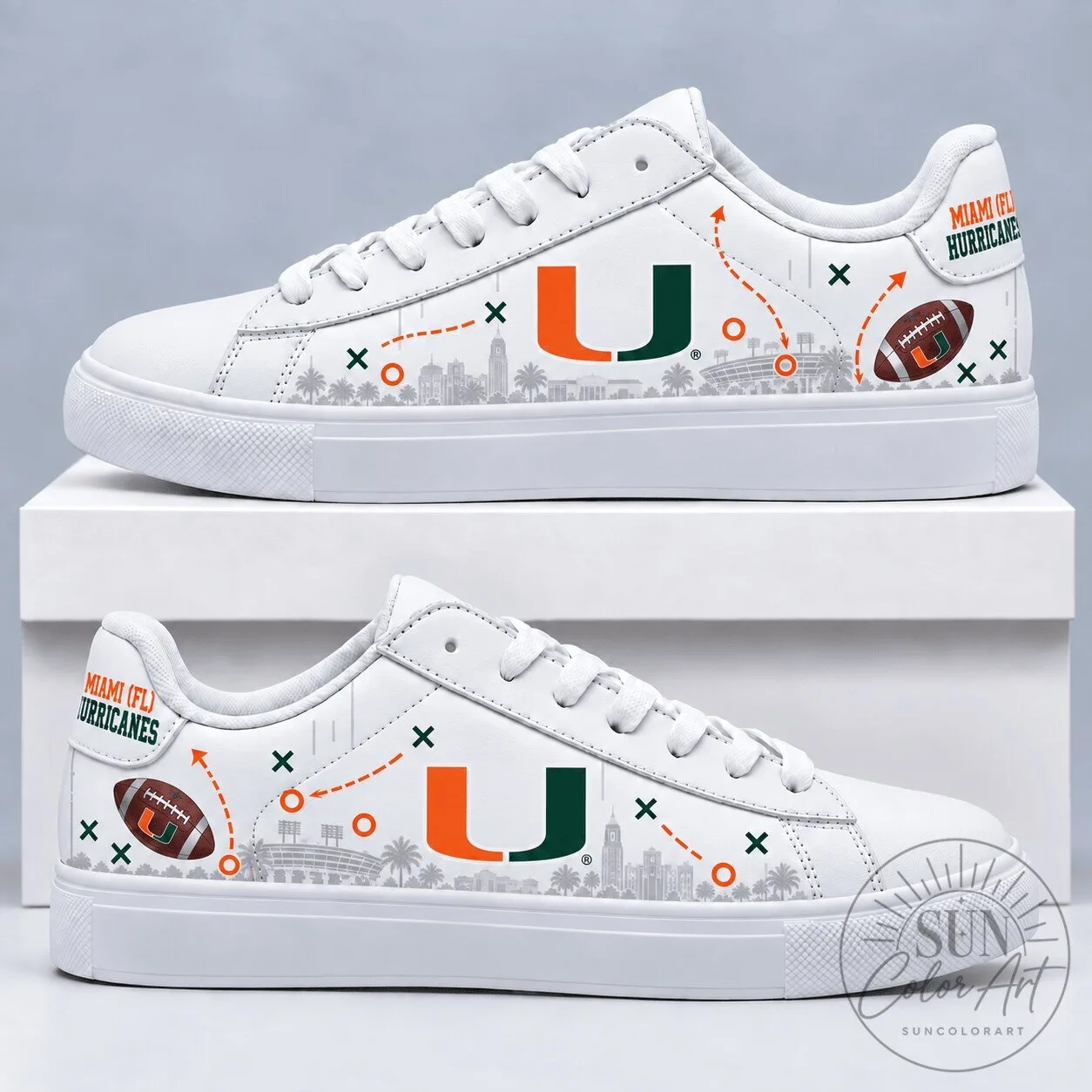 Miami Hurricanes NCAA White Low-Top Sneakers