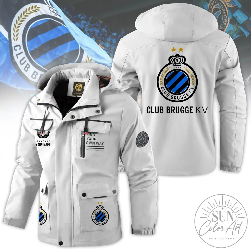 Club Brugge KV Football Team Logo White Windbreaker Jacket Club Brugge KV Football Team Logo White Windbreaker Jacket