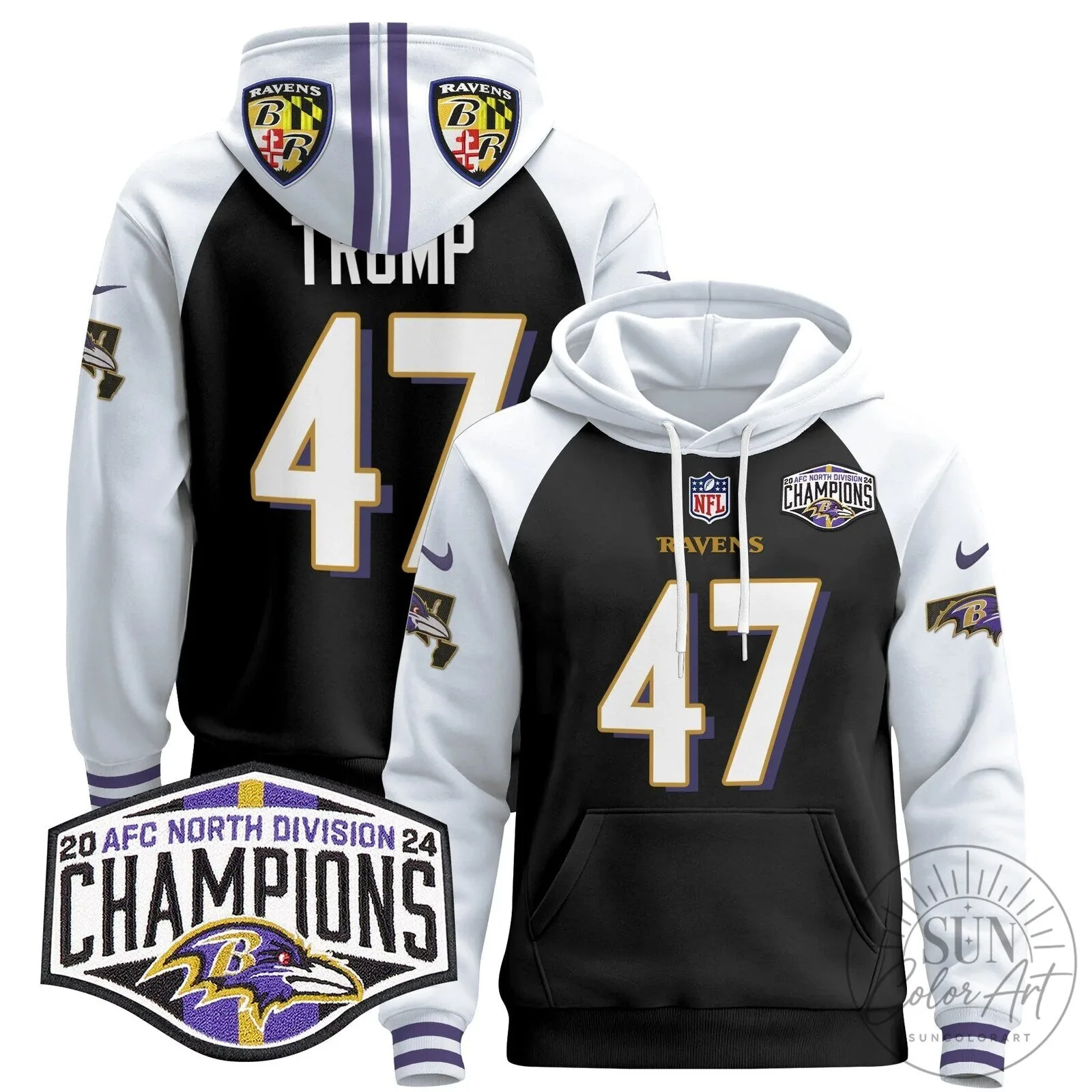 Baltimore Ravens 2024 AFC North Division Champions Derrick Henry Hoodie 55 Baltimore Ravens 2024 AFC North Division Champions Derrick Henry Hoodie