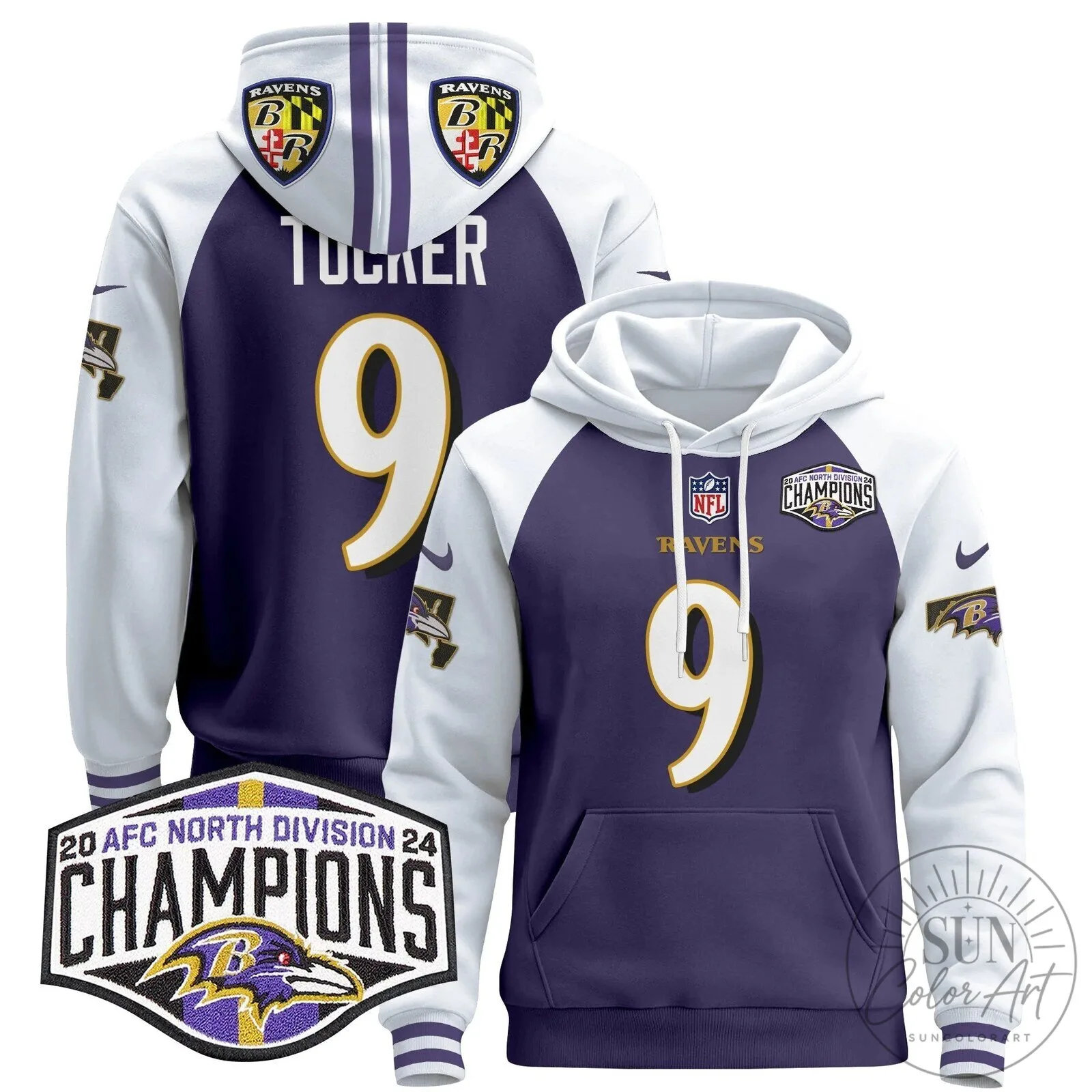 Baltimore Ravens 2024 AFC North Division Champions Derrick Henry Hoodie 58 Baltimore Ravens 2024 AFC North Division Champions Derrick Henry Hoodie