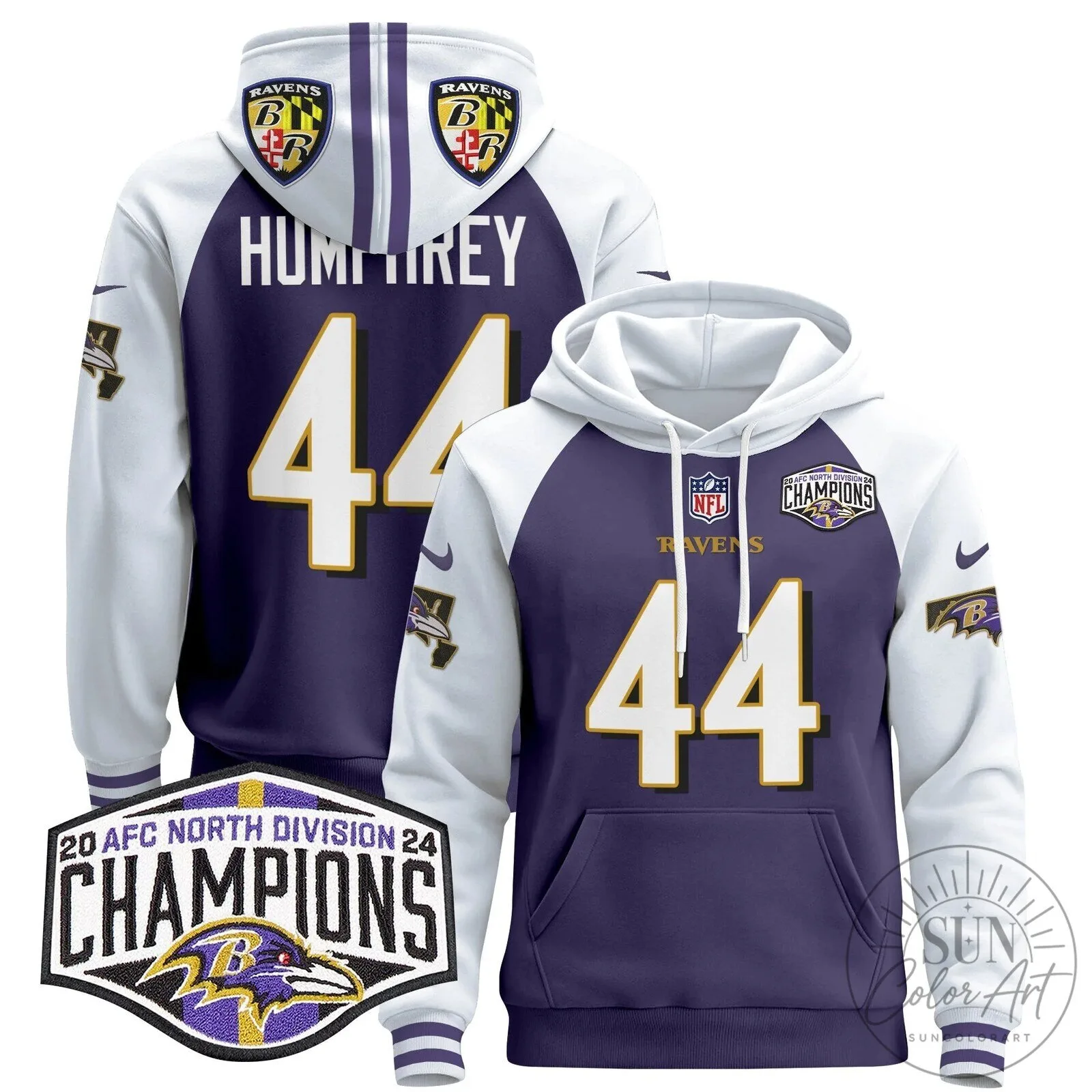 Baltimore Ravens 2024 AFC North Division Champions Derrick Henry Hoodie 60 Baltimore Ravens 2024 AFC North Division Champions Derrick Henry Hoodie