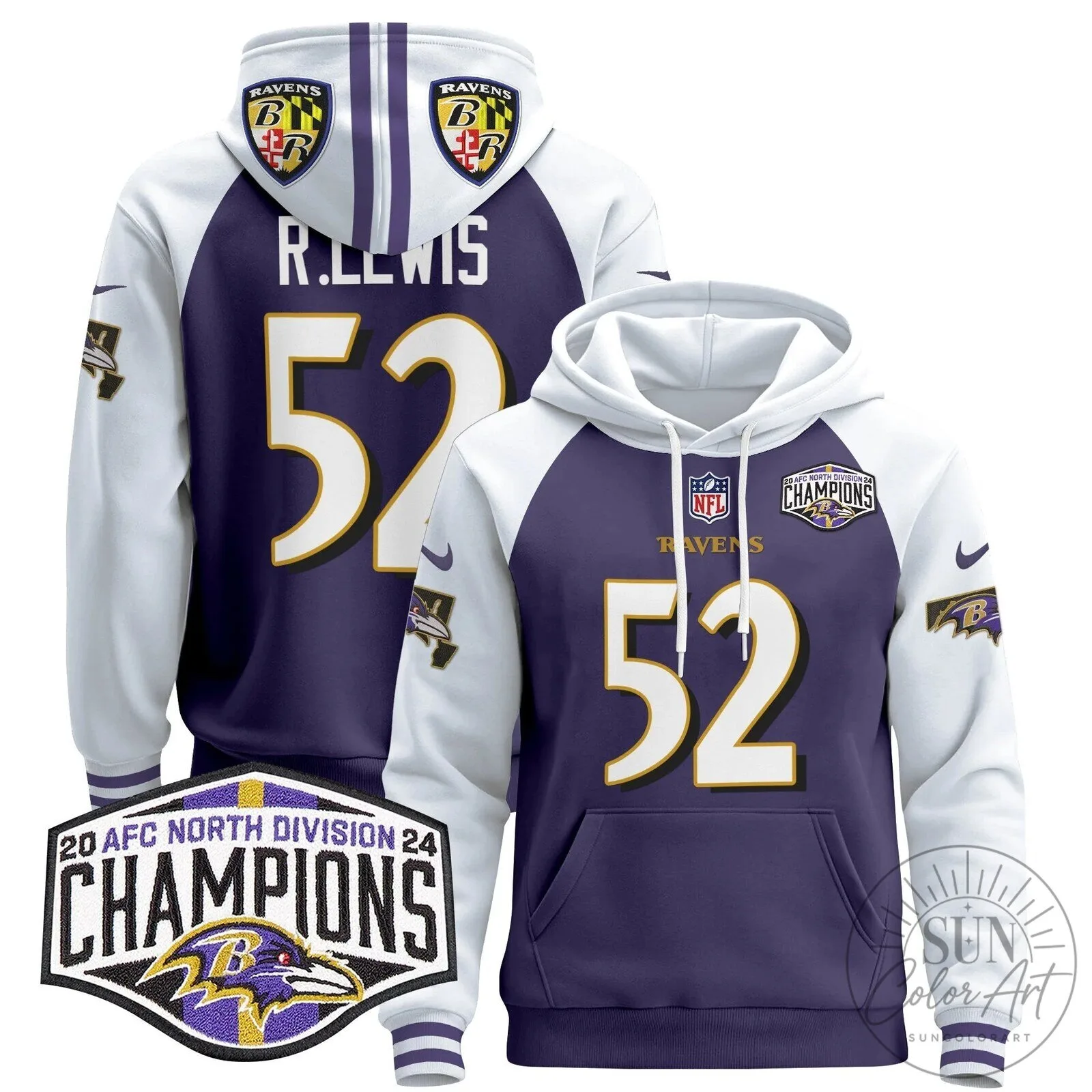 Baltimore Ravens 2024 AFC North Division Champions Derrick Henry Hoodie 61 Baltimore Ravens 2024 AFC North Division Champions Derrick Henry Hoodie