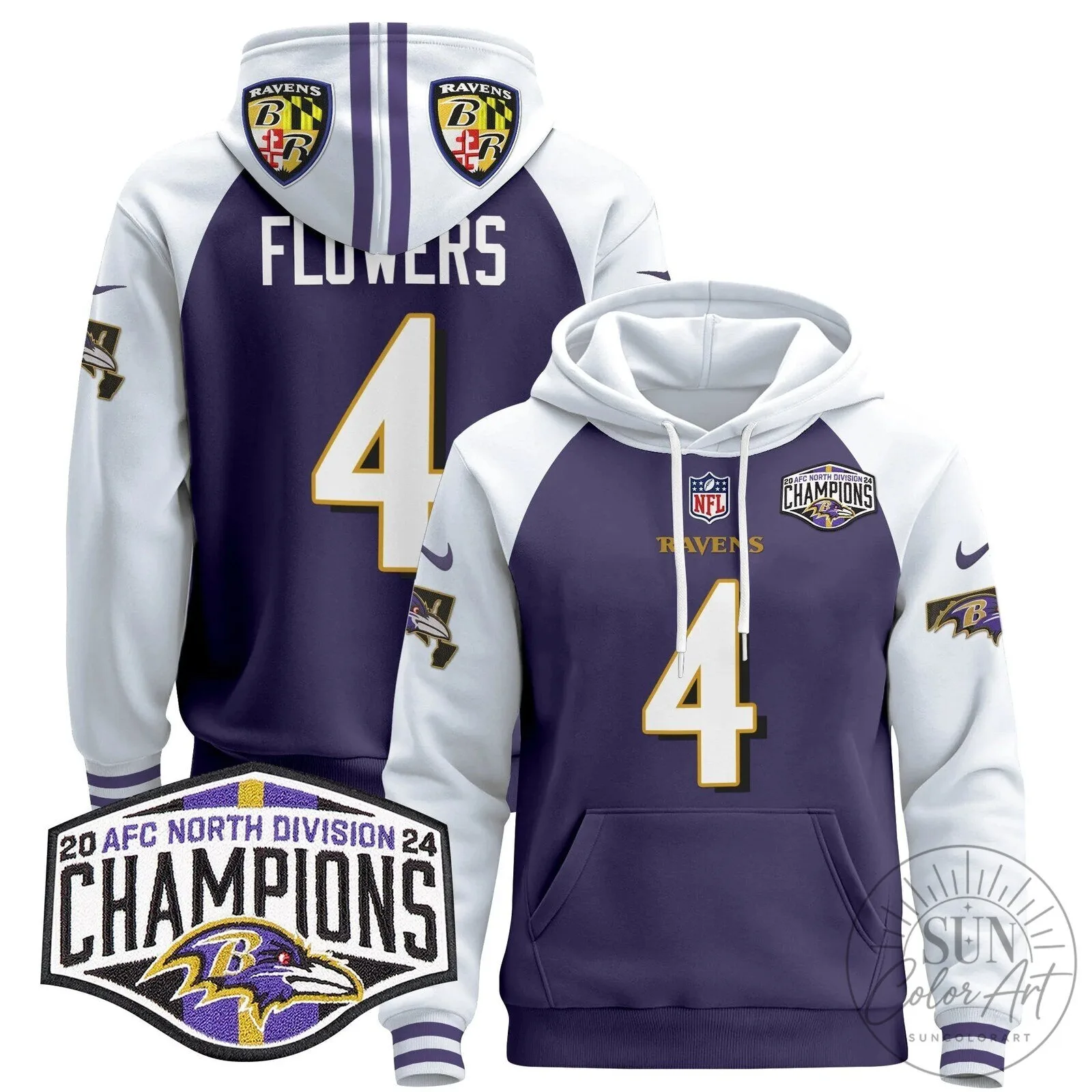 Baltimore Ravens 2024 AFC North Division Champions Derrick Henry Hoodie 62 Baltimore Ravens 2024 AFC North Division Champions Derrick Henry Hoodie
