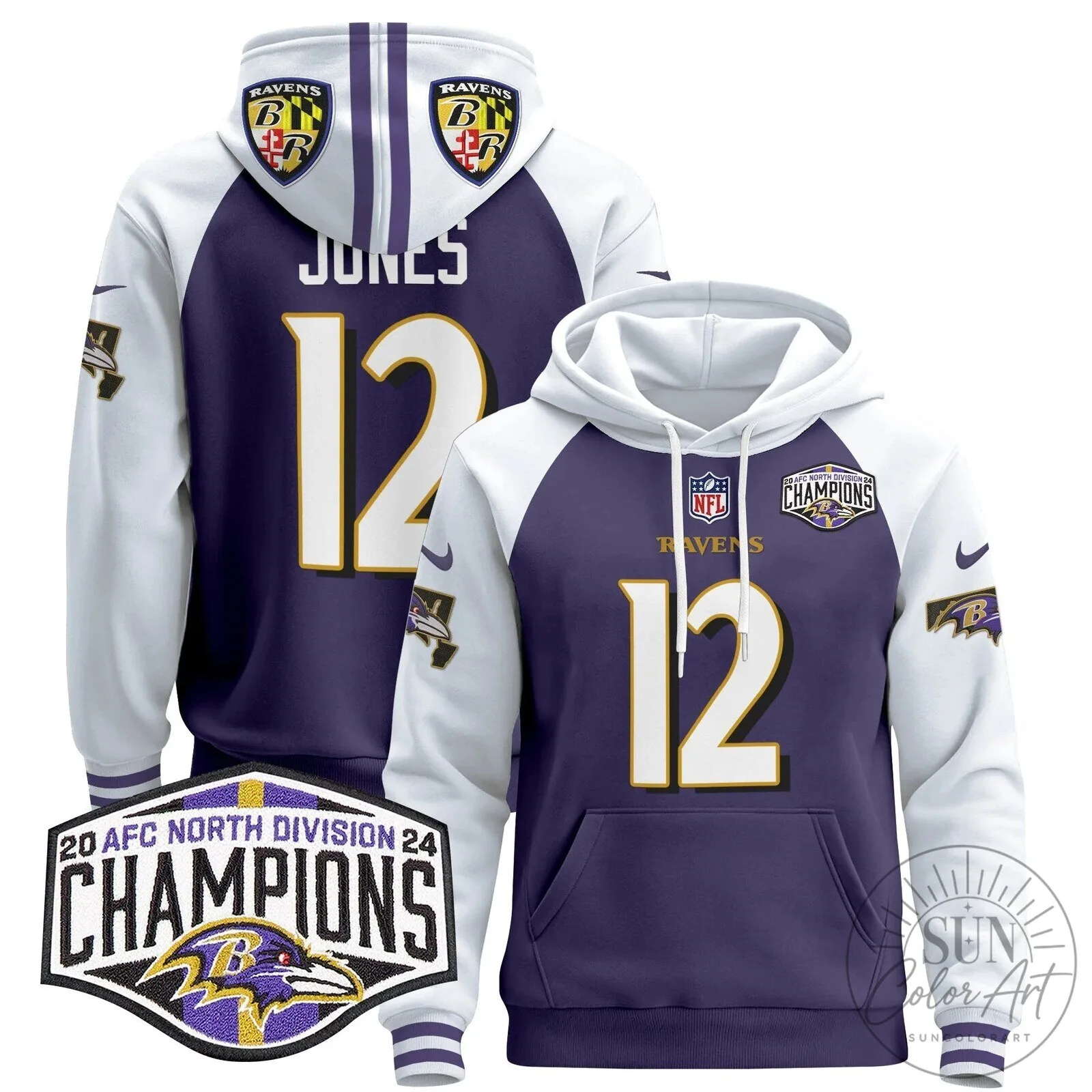 Baltimore Ravens 2024 AFC North Division Champions Derrick Henry Hoodie 63 Baltimore Ravens 2024 AFC North Division Champions Derrick Henry Hoodie