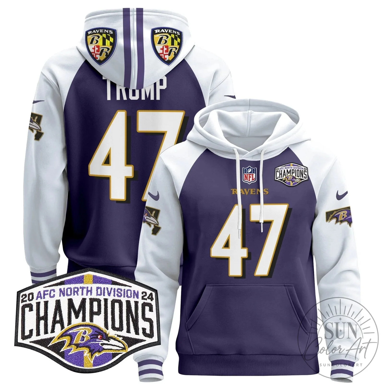 Baltimore Ravens 2024 AFC North Division Champions Derrick Henry Hoodie 66 Baltimore Ravens 2024 AFC North Division Champions Derrick Henry Hoodie