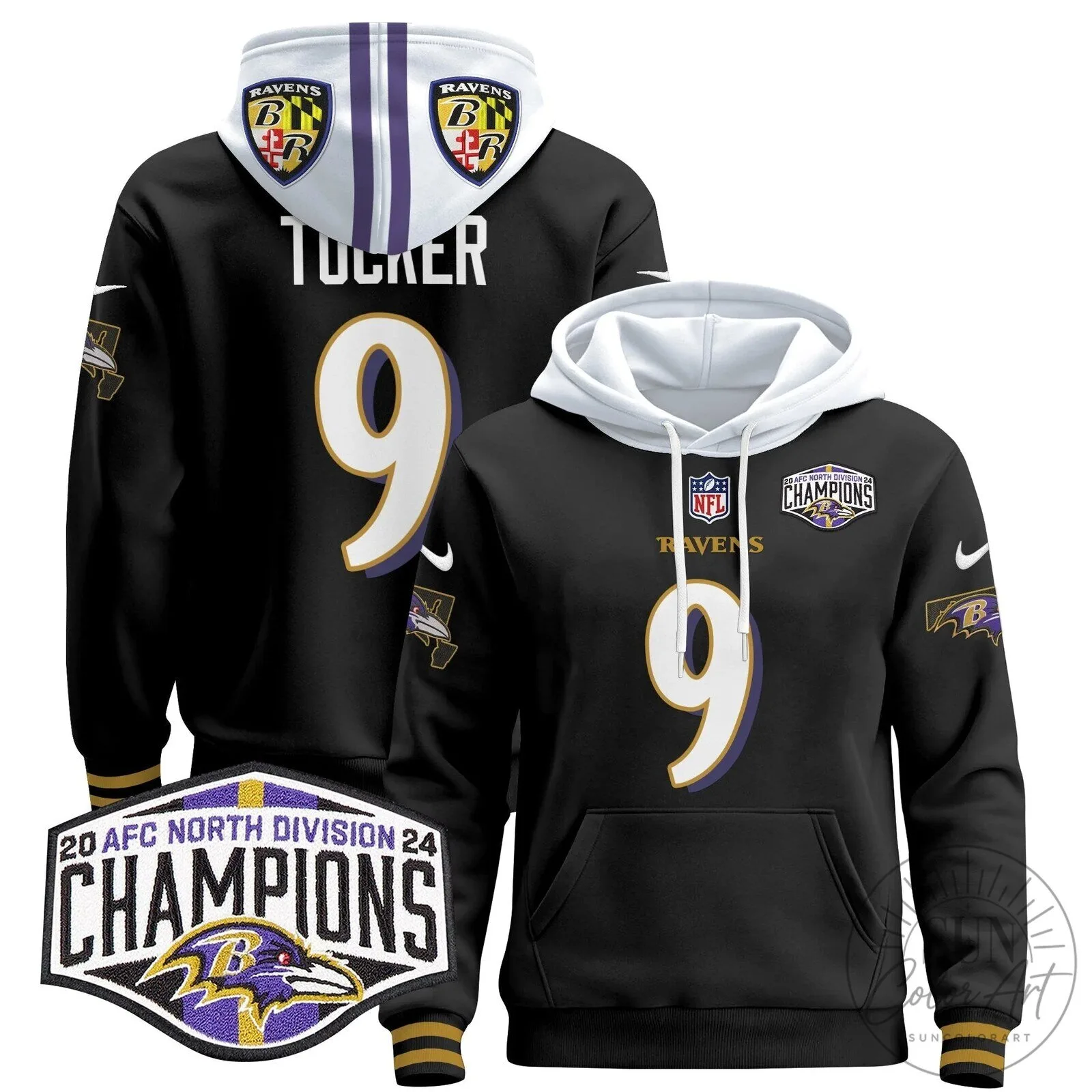 Baltimore Ravens 2024 AFC North Division Champions Derrick Henry Hoodie 69 Baltimore Ravens 2024 AFC North Division Champions Derrick Henry Hoodie