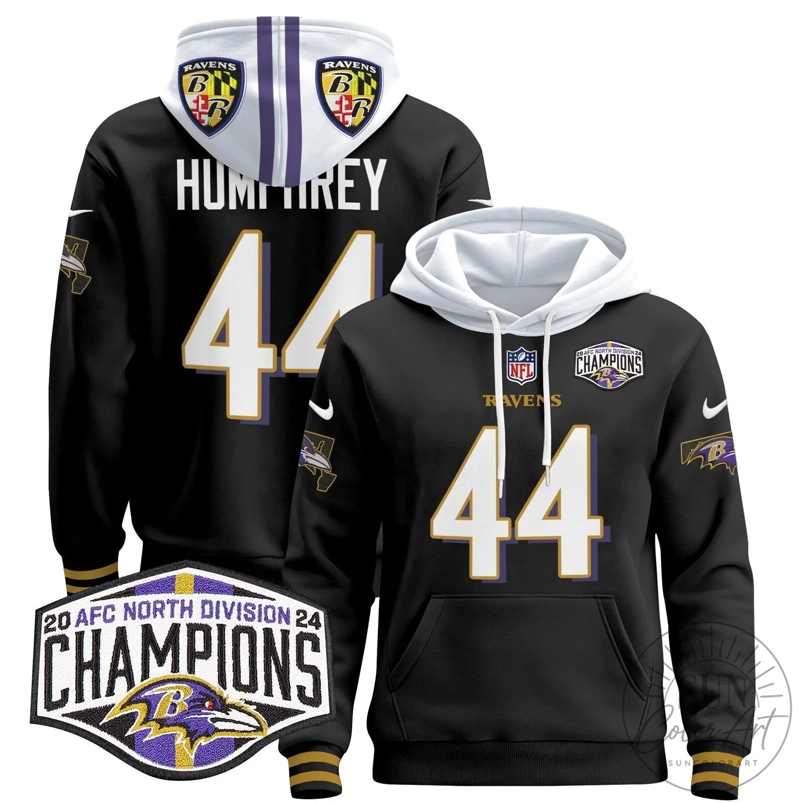Baltimore Ravens 2024 AFC North Division Champions Derrick Henry Hoodie 71 Baltimore Ravens 2024 AFC North Division Champions Derrick Henry Hoodie