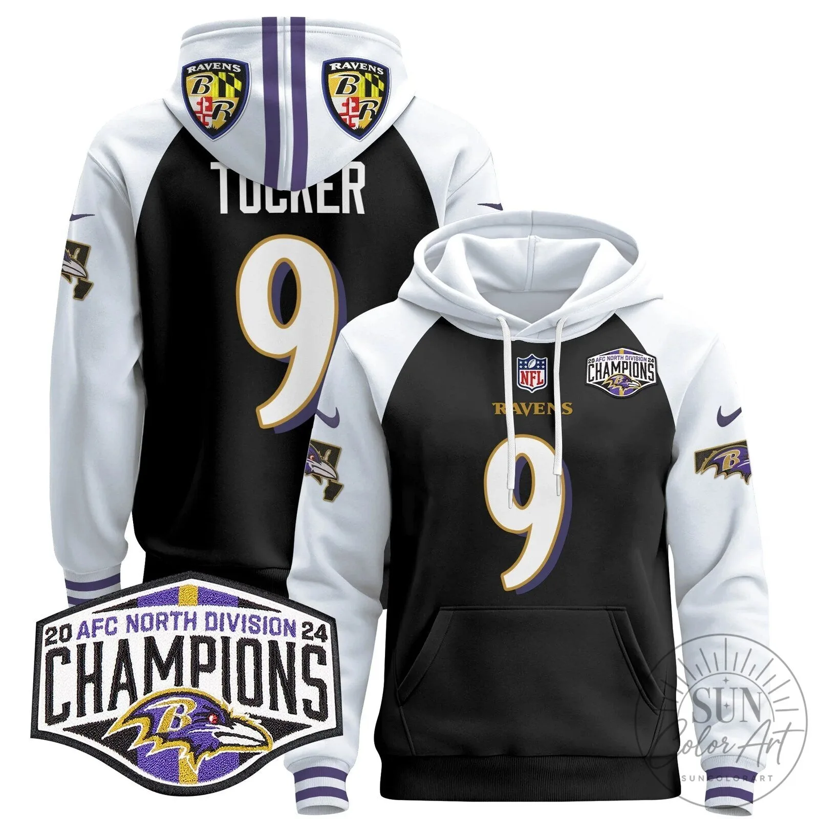 Baltimore Ravens 2024 AFC North Division Champions Derrick Henry Hoodie 76 Baltimore Ravens 2024 AFC North Division Champions Derrick Henry Hoodie