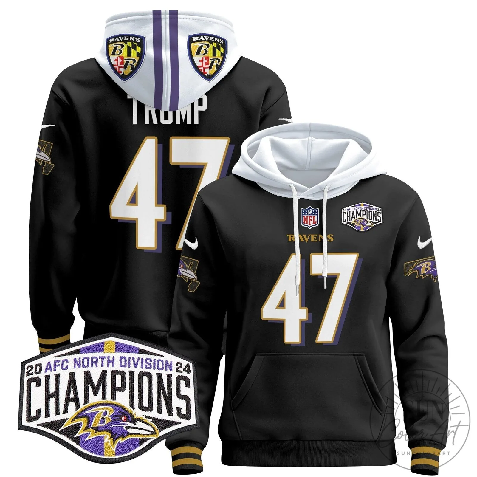 Baltimore Ravens 2024 AFC North Division Champions Derrick Henry Hoodie 77 Baltimore Ravens 2024 AFC North Division Champions Derrick Henry Hoodie