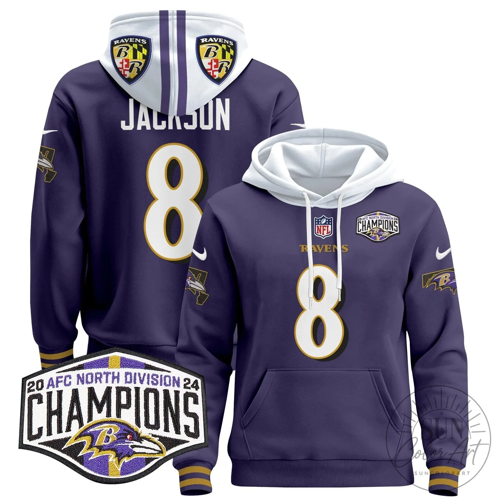 Baltimore Ravens 2024 AFC North Division Champions Derrick Henry Hoodie 79 Baltimore Ravens 2024 AFC North Division Champions Derrick Henry Hoodie