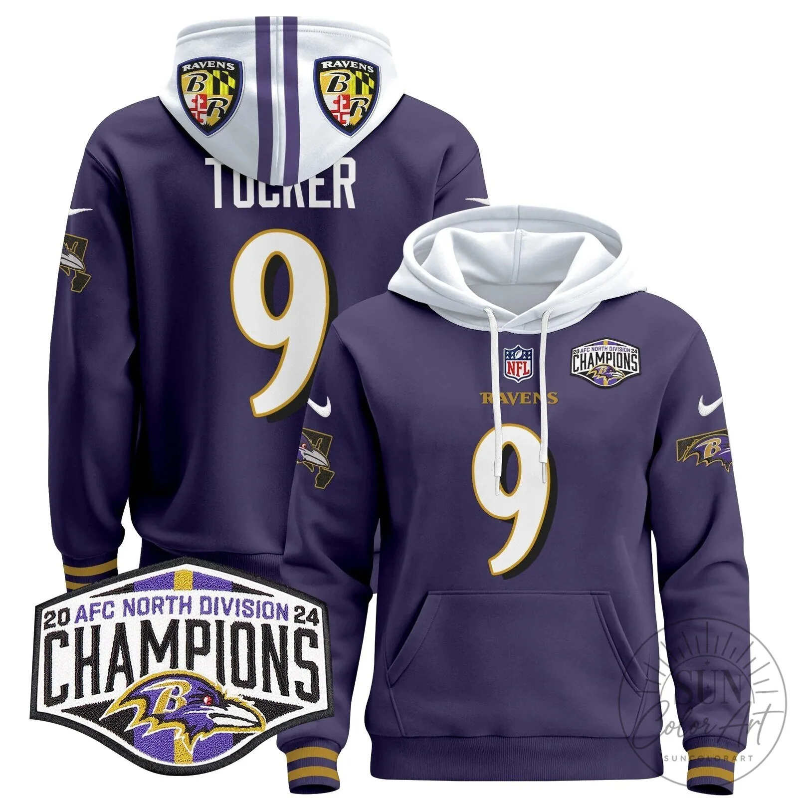 Baltimore Ravens 2024 AFC North Division Champions Derrick Henry Hoodie 80 Baltimore Ravens 2024 AFC North Division Champions Derrick Henry Hoodie