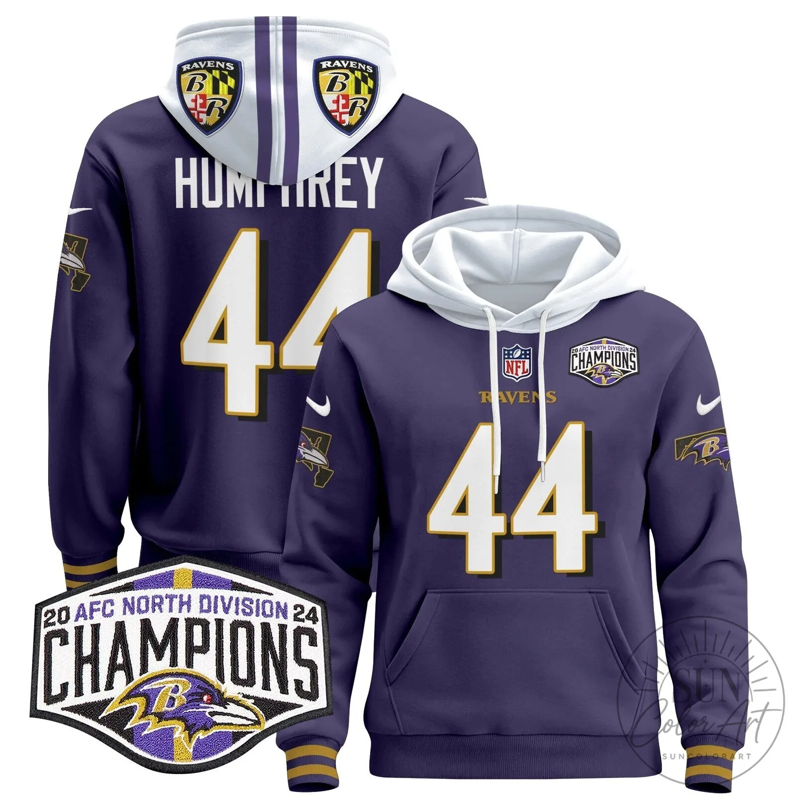 Baltimore Ravens 2024 AFC North Division Champions Derrick Henry Hoodie 82 Baltimore Ravens 2024 AFC North Division Champions Derrick Henry Hoodie