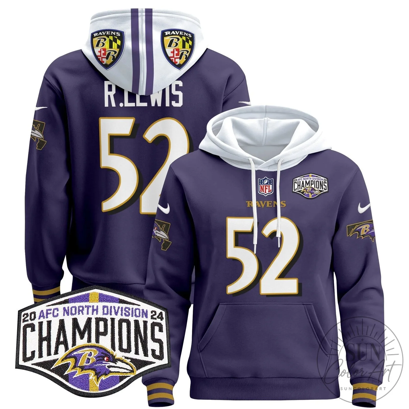 Baltimore Ravens 2024 AFC North Division Champions Derrick Henry Hoodie 83 Baltimore Ravens 2024 AFC North Division Champions Derrick Henry Hoodie