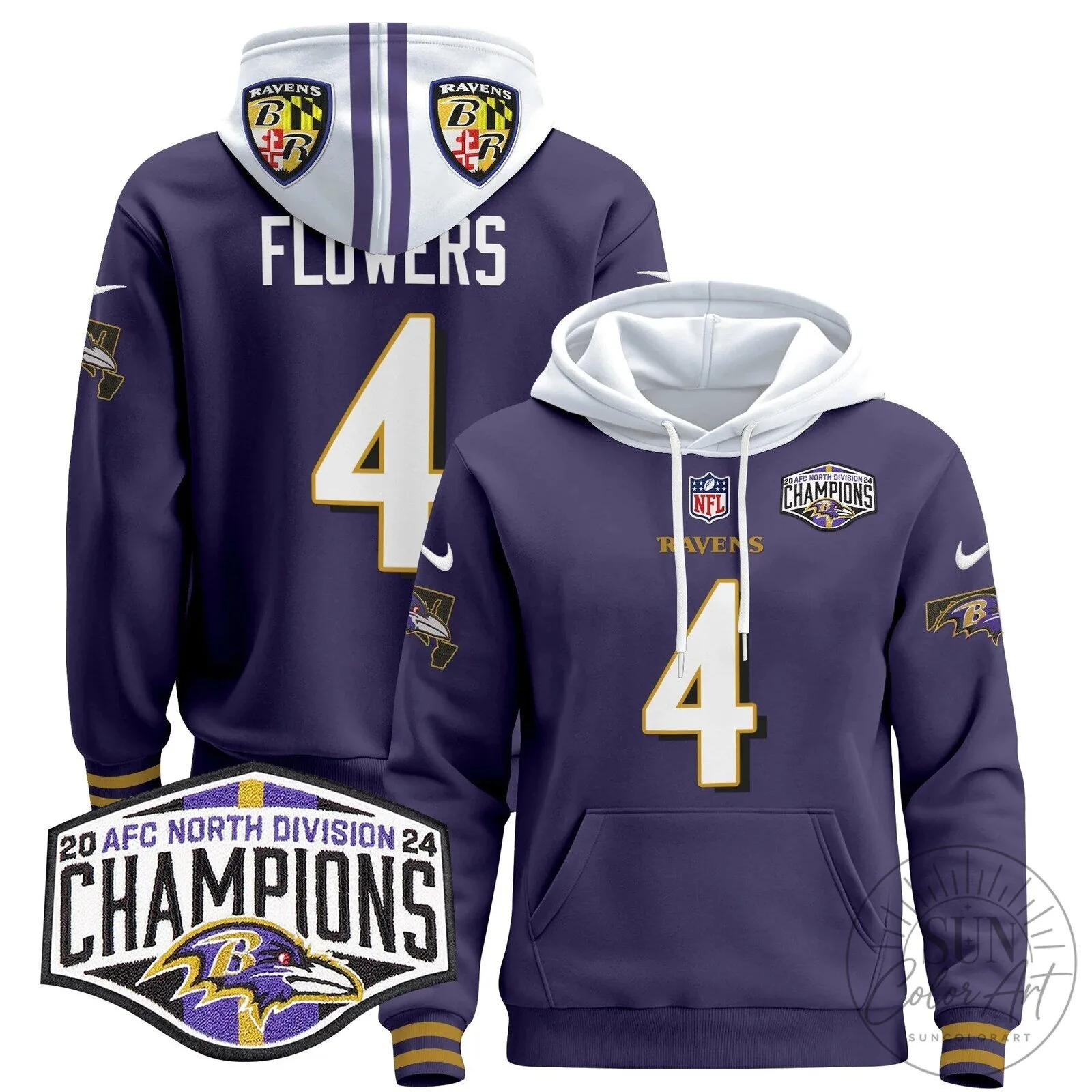 Baltimore Ravens 2024 AFC North Division Champions Derrick Henry Hoodie 84 Baltimore Ravens 2024 AFC North Division Champions Derrick Henry Hoodie