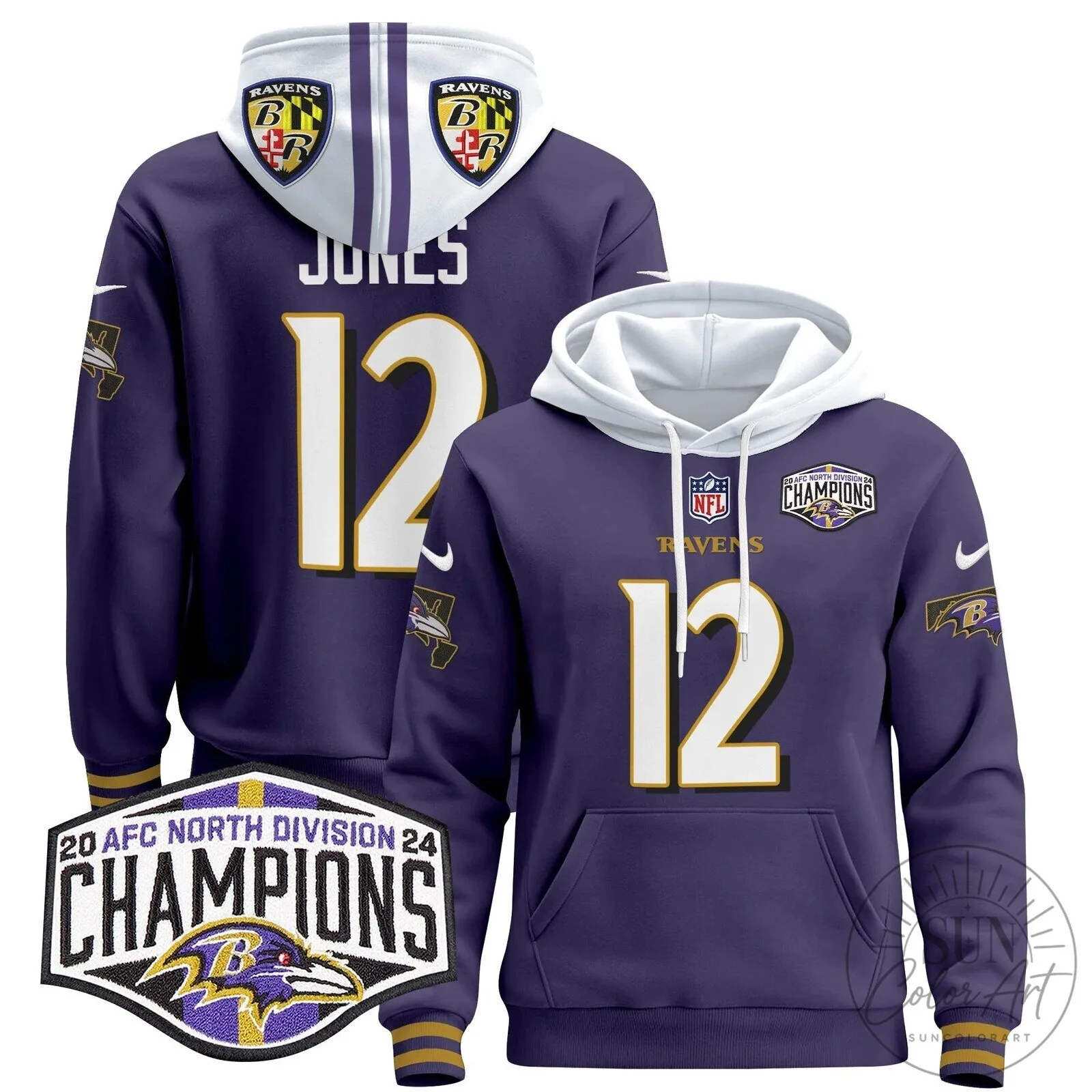 Baltimore Ravens 2024 AFC North Division Champions Derrick Henry Hoodie 85 Baltimore Ravens 2024 AFC North Division Champions Derrick Henry Hoodie