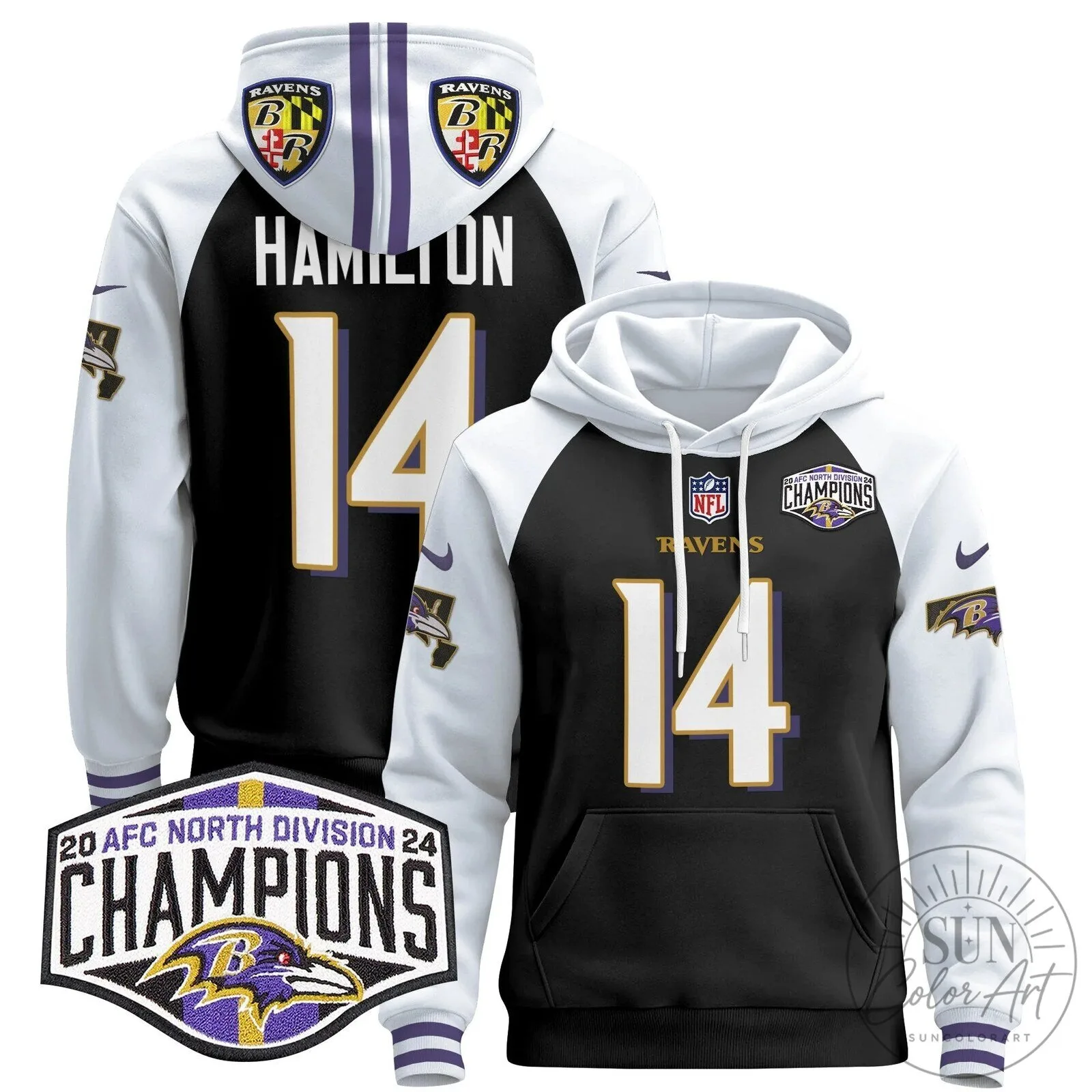 Baltimore Ravens 2024 AFC North Division Champions Derrick Henry Hoodie 87 Baltimore Ravens 2024 AFC North Division Champions Derrick Henry Hoodie