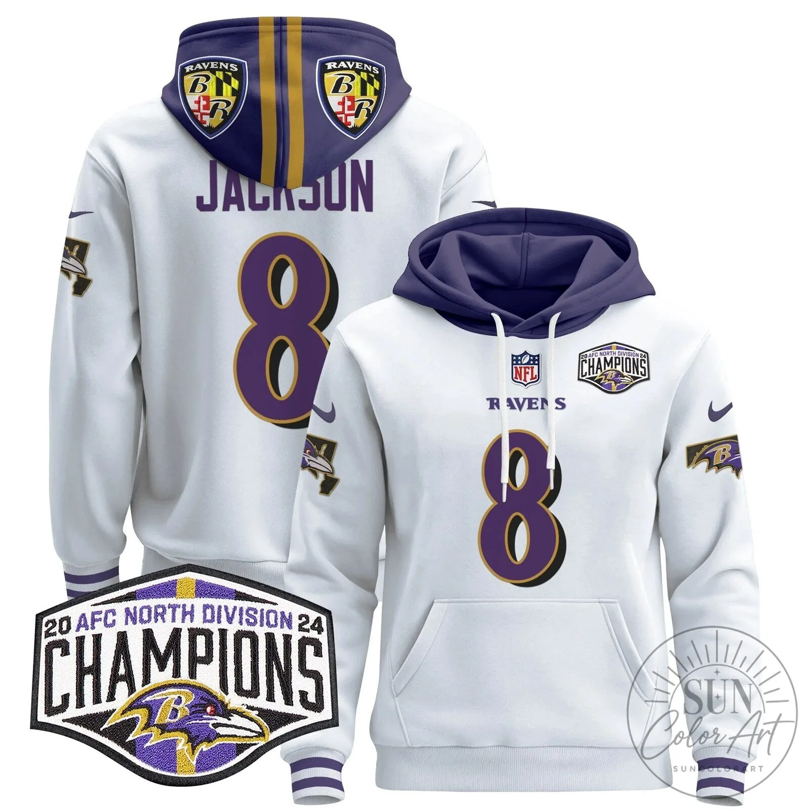 Baltimore Ravens 2024 AFC North Division Champions Derrick Henry Hoodie 90 Baltimore Ravens 2024 AFC North Division Champions Derrick Henry Hoodie