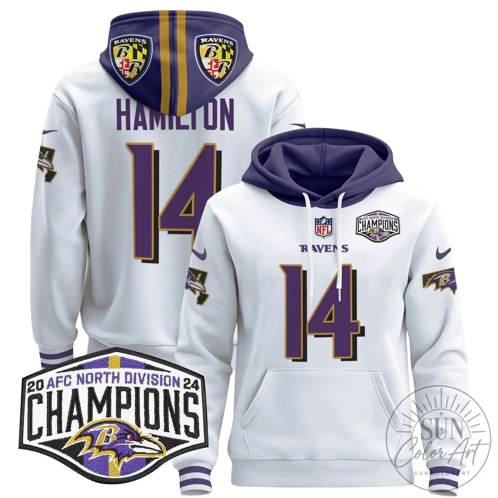 Baltimore Ravens 2024 AFC North Division Champions Derrick Henry Hoodie 92 Baltimore Ravens 2024 AFC North Division Champions Derrick Henry Hoodie