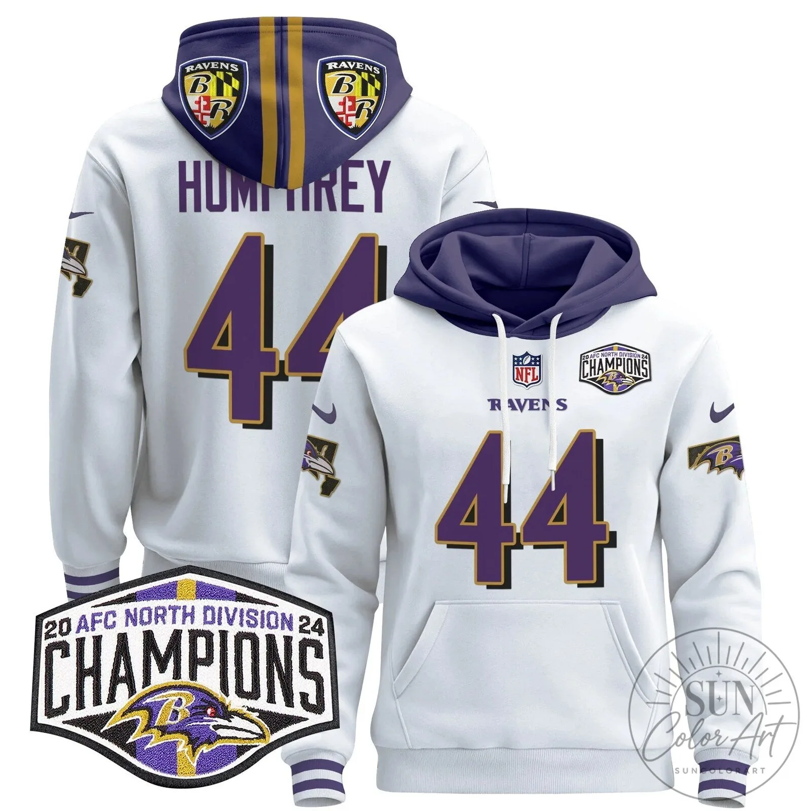 Baltimore Ravens 2024 AFC North Division Champions Derrick Henry Hoodie 93 Baltimore Ravens 2024 AFC North Division Champions Derrick Henry Hoodie