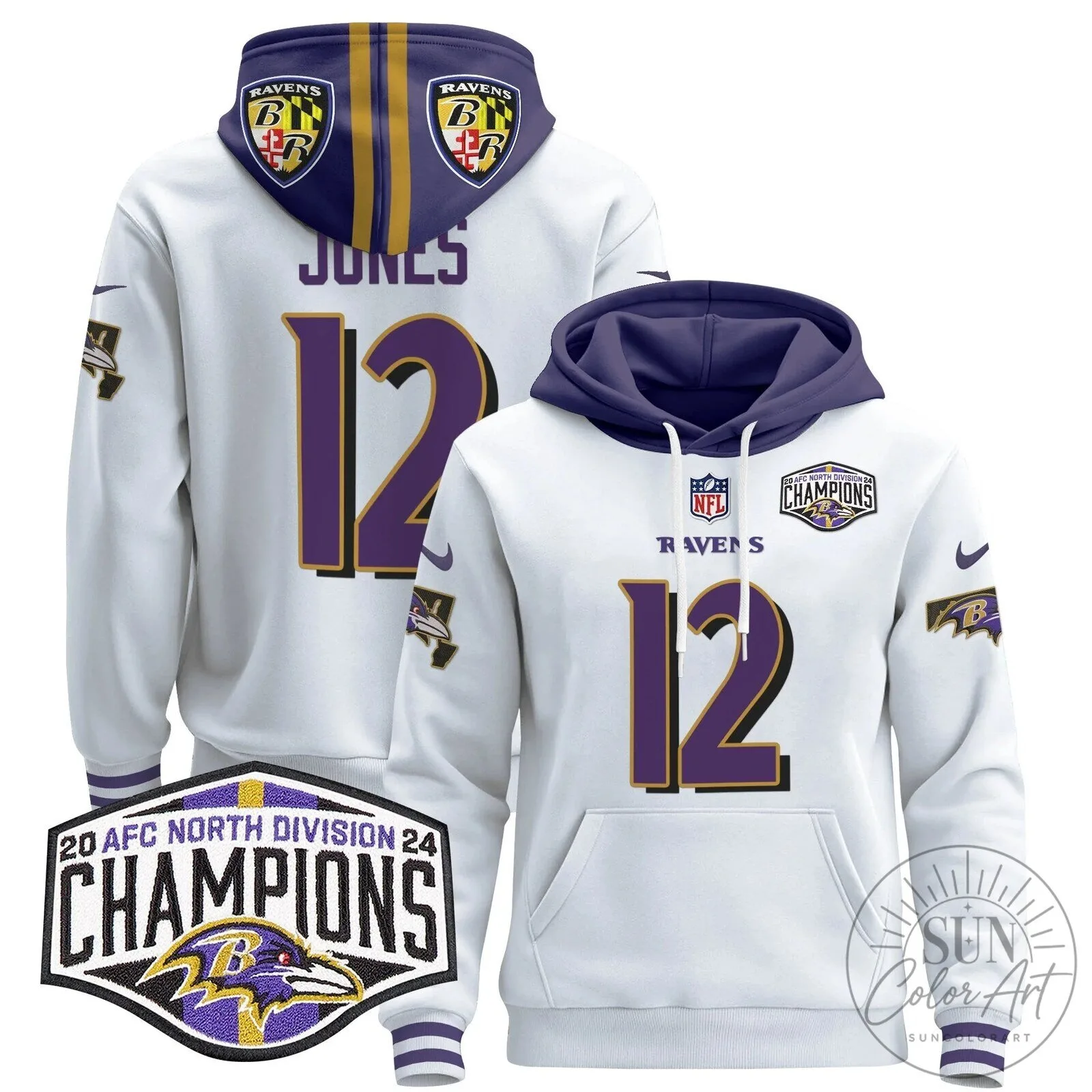 Baltimore Ravens 2024 AFC North Division Champions Derrick Henry Hoodie 96 Baltimore Ravens 2024 AFC North Division Champions Derrick Henry Hoodie