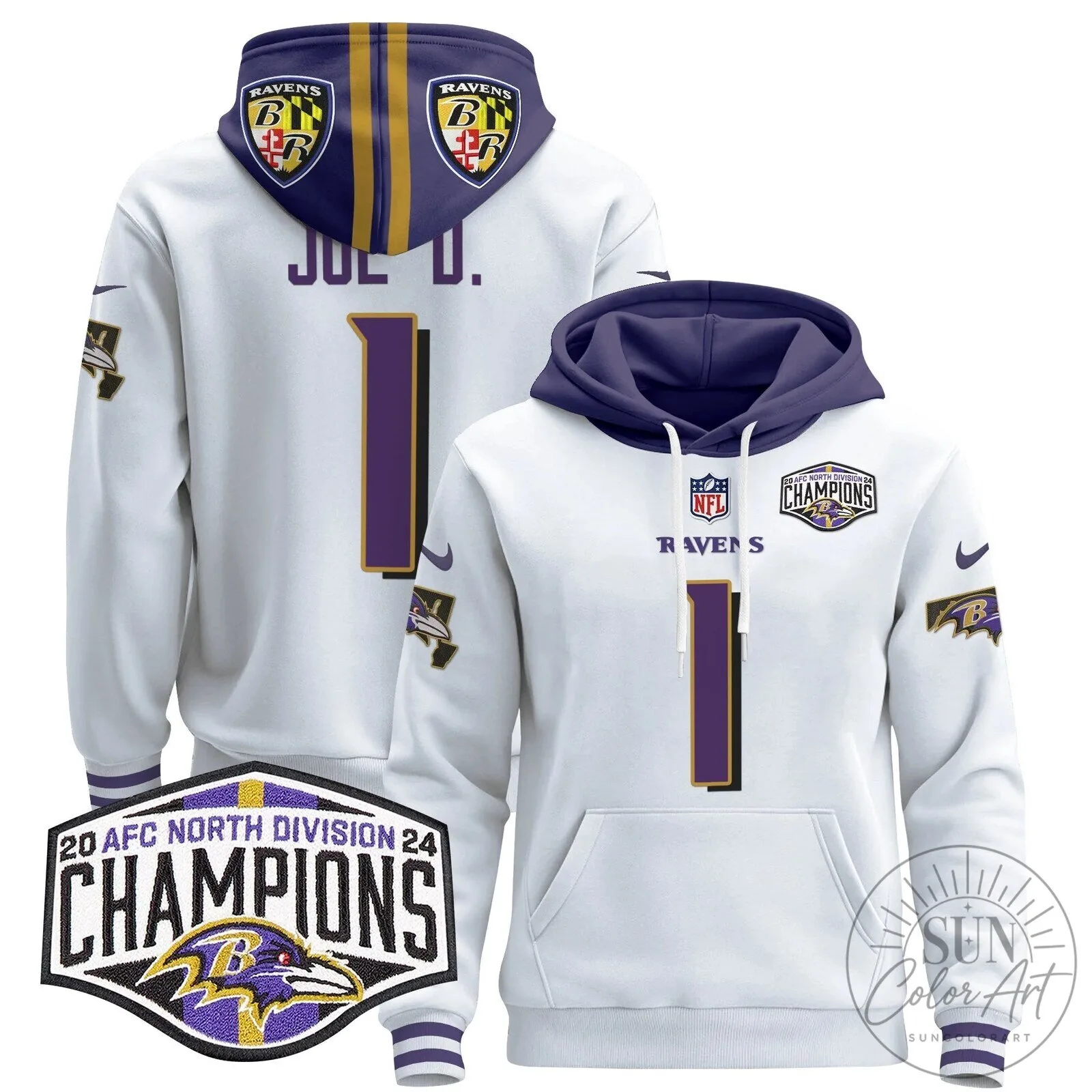 Baltimore Ravens 2024 AFC North Division Champions Derrick Henry Hoodie 97 Baltimore Ravens 2024 AFC North Division Champions Derrick Henry Hoodie