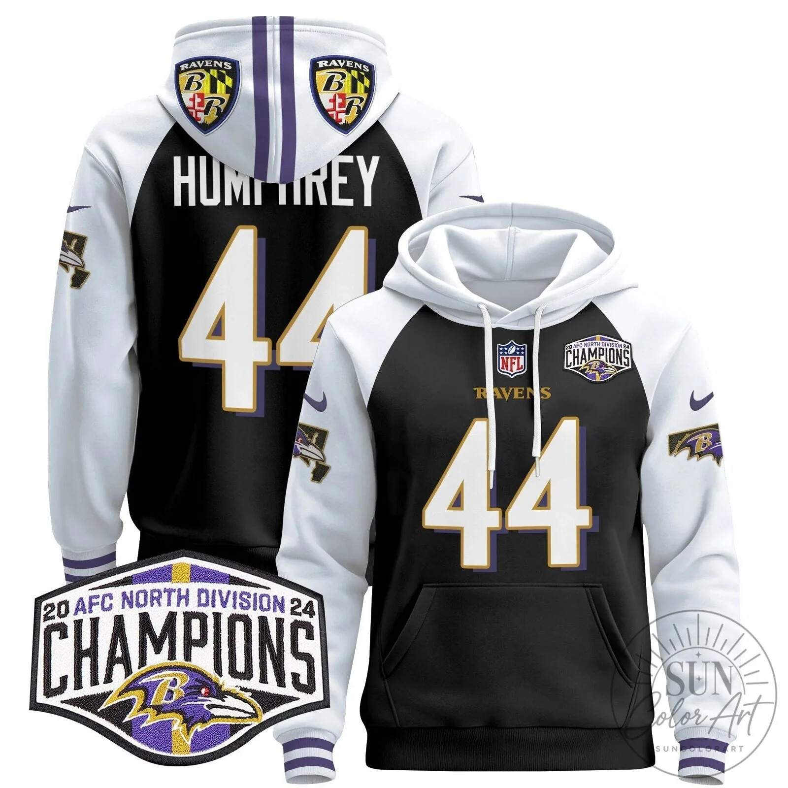 Baltimore Ravens 2024 AFC North Division Champions Derrick Henry Hoodie 98 Baltimore Ravens 2024 AFC North Division Champions Derrick Henry Hoodie