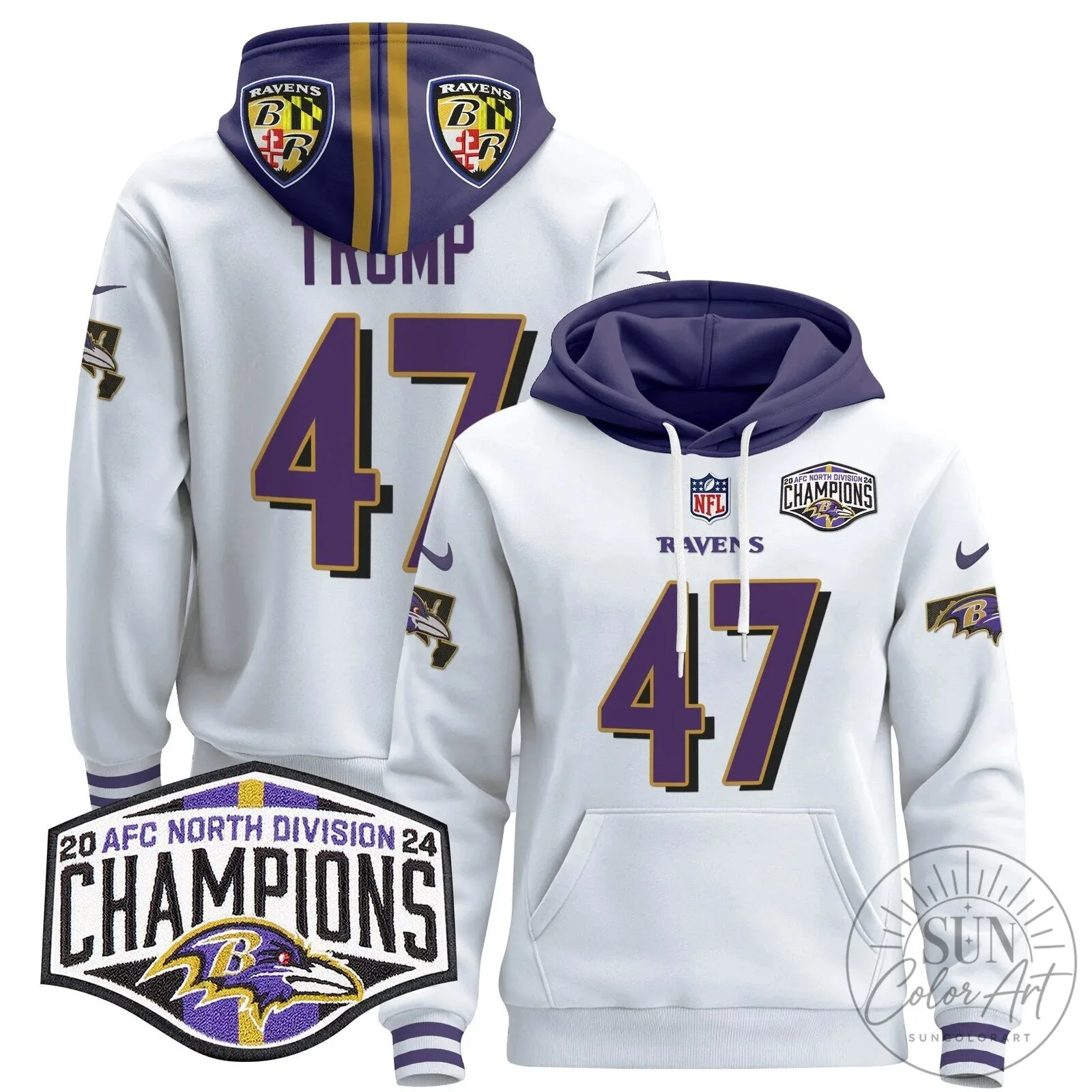 Baltimore Ravens 2024 AFC North Division Champions Derrick Henry Hoodie 99 Baltimore Ravens 2024 AFC North Division Champions Derrick Henry Hoodie