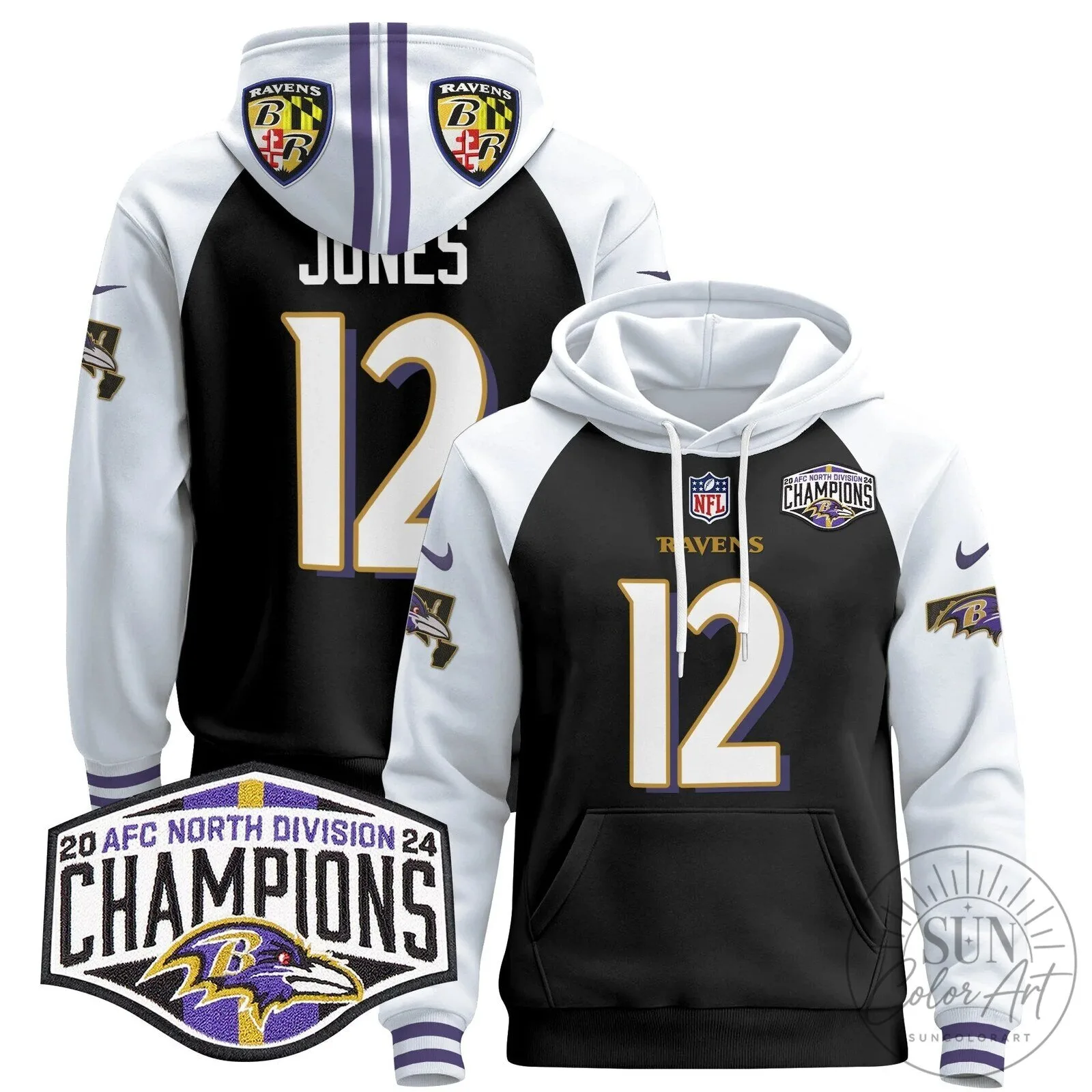 Baltimore Ravens 2024 AFC North Division Champions Derrick Henry Hoodie 102 Baltimore Ravens 2024 AFC North Division Champions Derrick Henry Hoodie