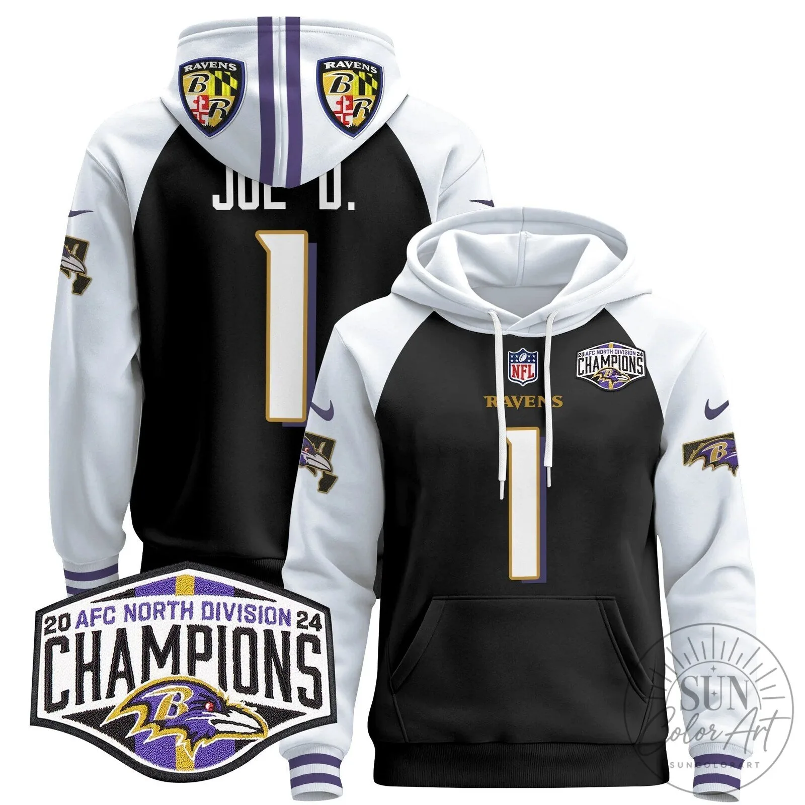 Baltimore Ravens 2024 AFC North Division Champions Derrick Henry Hoodie 103 Baltimore Ravens 2024 AFC North Division Champions Derrick Henry Hoodie