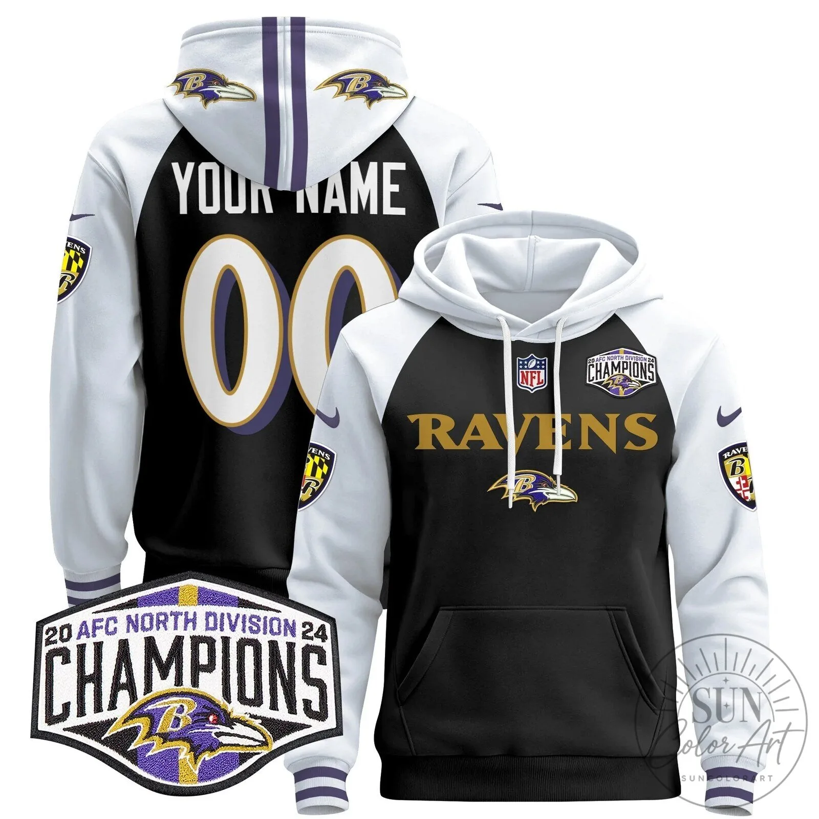 Baltimore Ravens AFC North Division Champions Custom Football Hoodie