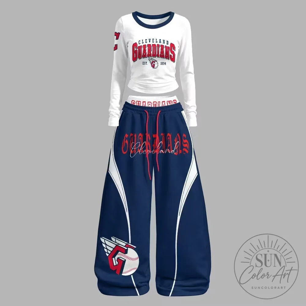Cleveland Guardians Baseball Team Women's Long Sleeve Shirt and Pants Set