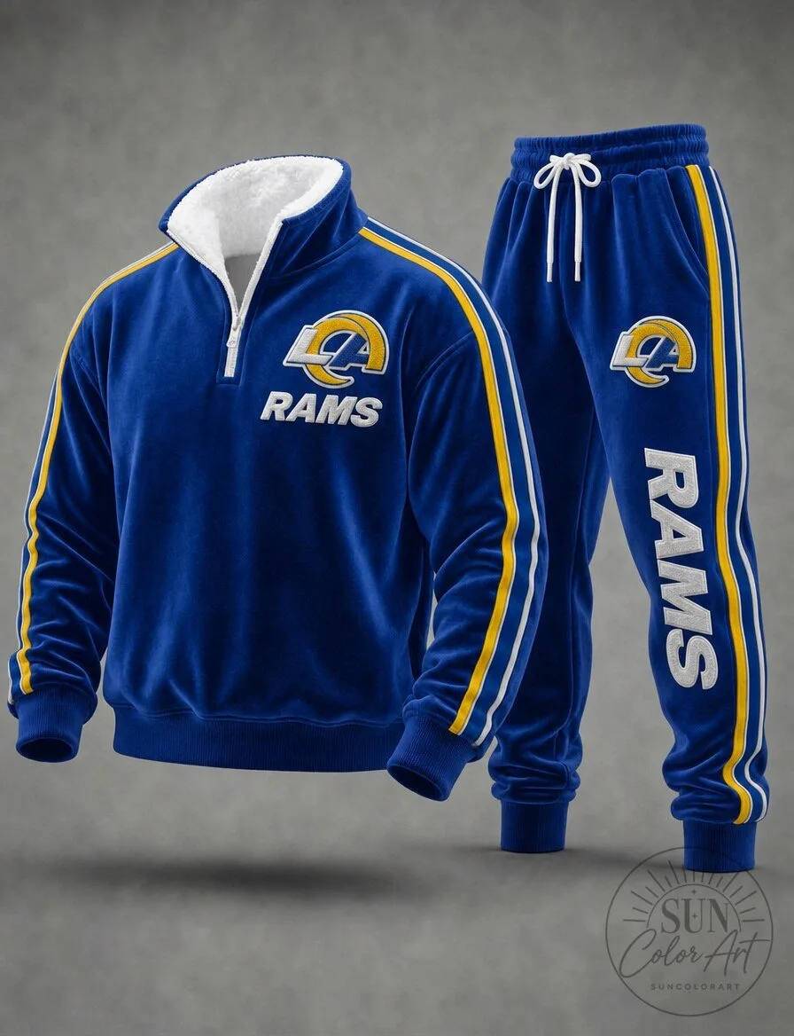 Los Angeles Rams Football Team Quarter-Zip Pullover Sweatshirt and Joggers Tracksuit
