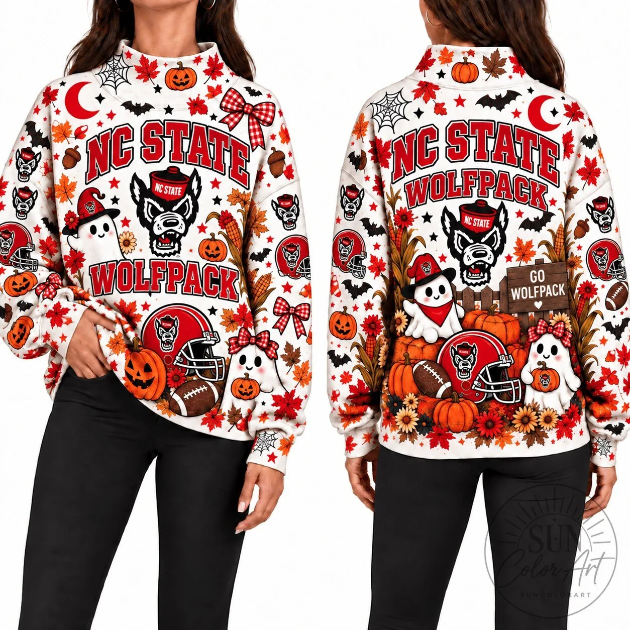 North Carolina State Wolfpack Halloween Ghost Pumpkin Sweatshirt