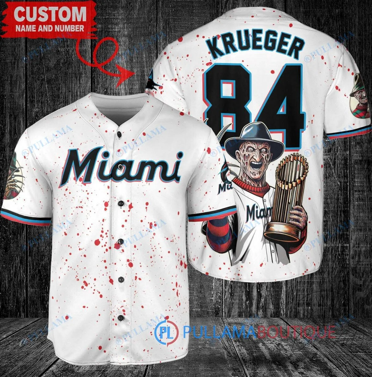 Miami Marlins Baseball Freddy Krueger Halloween Nightmare on Elm Street Jersey