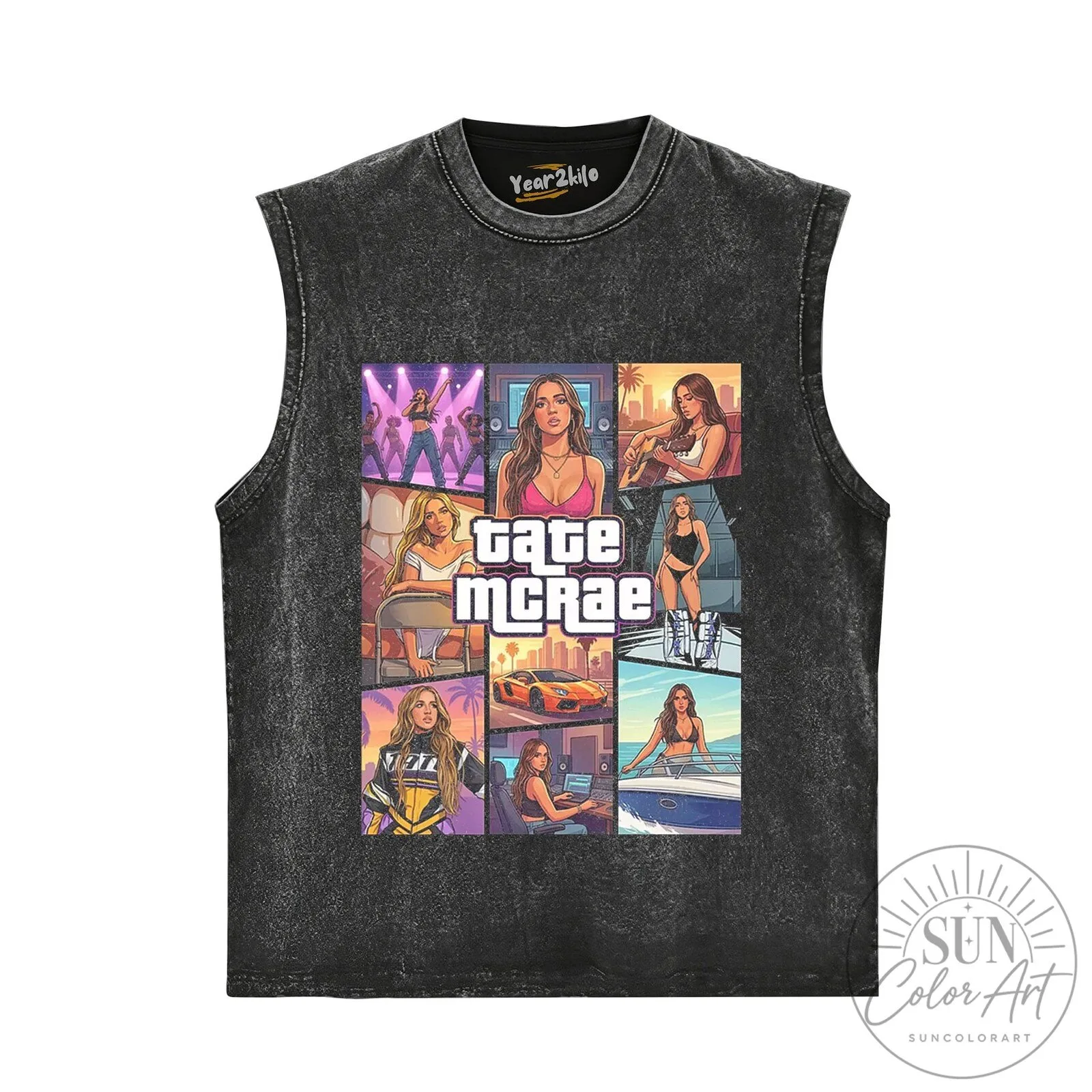 Tate McRae Grand Theft Auto Style Pop Art Music Tour Graphic T-Shirt 15 Tate McRae Grand Theft Auto Style Pop Art Music Tour Graphic T-Shirt