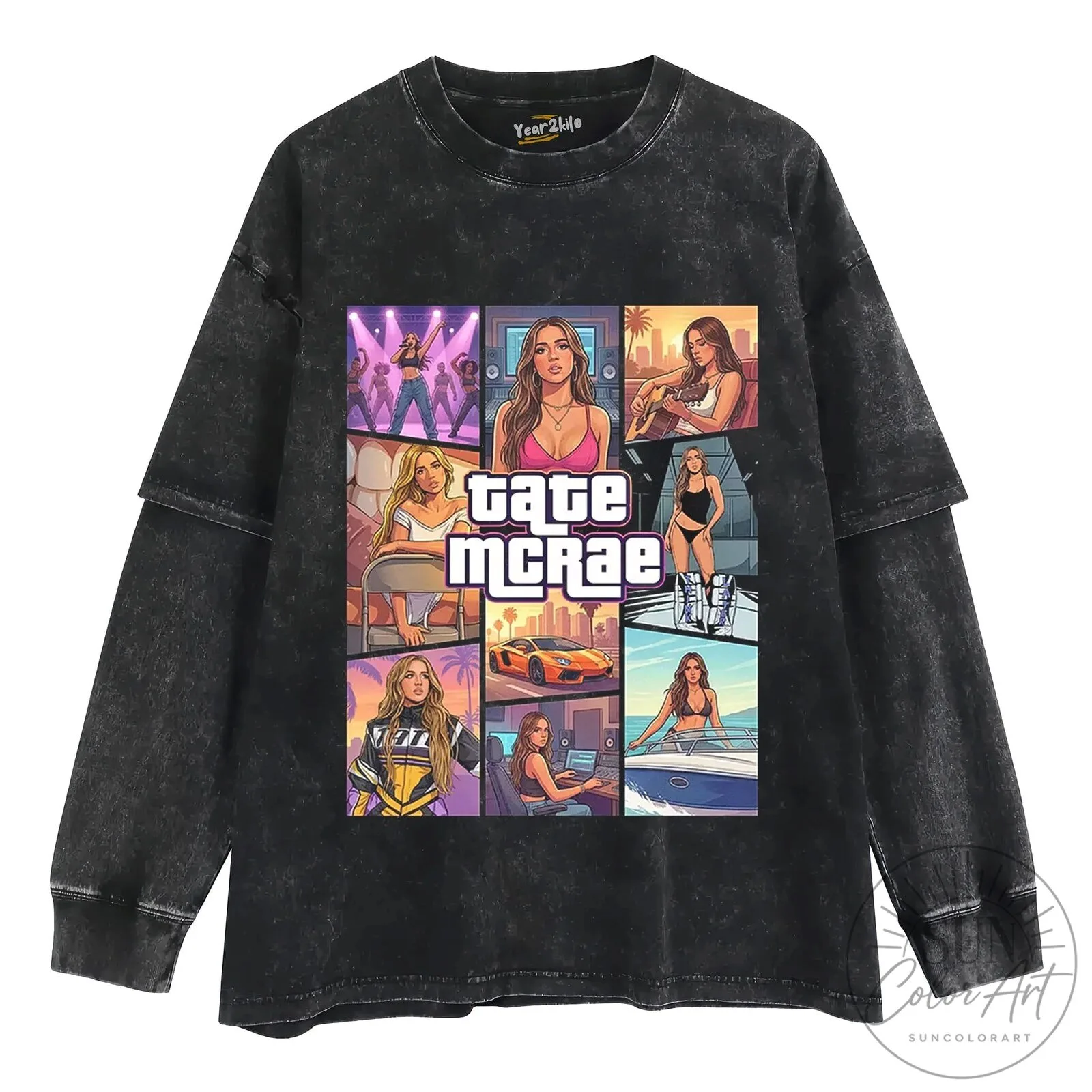 Tate McRae Grand Theft Auto Style Pop Art Music Tour Graphic T-Shirt 16 Tate McRae Grand Theft Auto Style Pop Art Music Tour Graphic T-Shirt