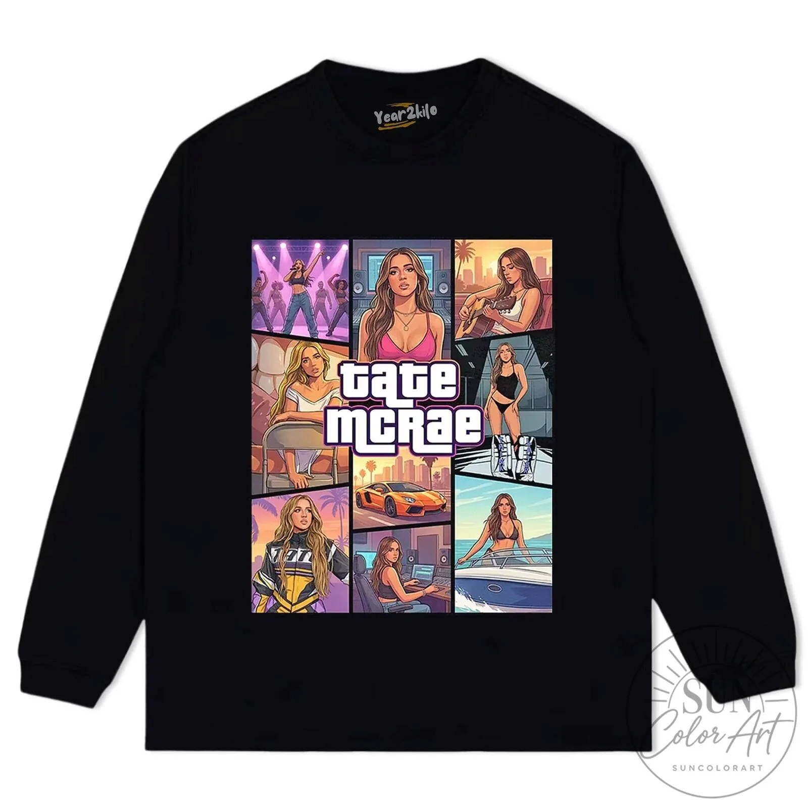 Tate McRae Grand Theft Auto Style Pop Art Music Tour Graphic T-Shirt 17 Tate McRae Grand Theft Auto Style Pop Art Music Tour Graphic T-Shirt