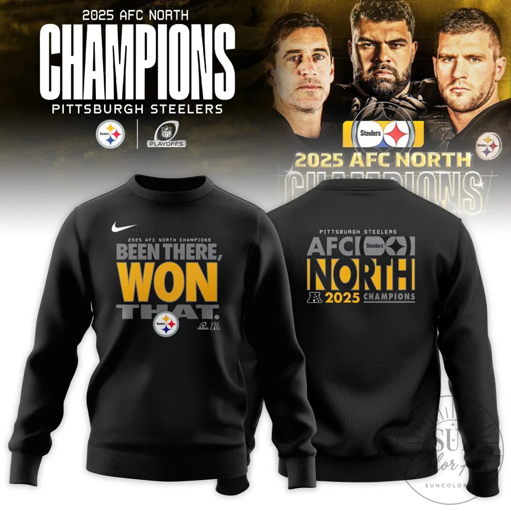 Pittsburgh Steelers 2025 AFC North Division Champions Locker Room Sweatshirt - BTF Trend Pittsburgh Steelers 2025 AFC North Division Champions Locker Room Sweatshirt - BTF Trend