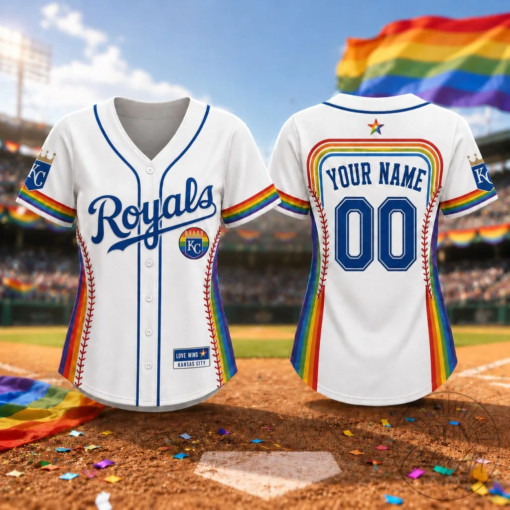 Kansas City Royals Baseball Personalized Rainbow Pride Jersey Kansas City Royals Baseball Personalized Rainbow Pride Jersey