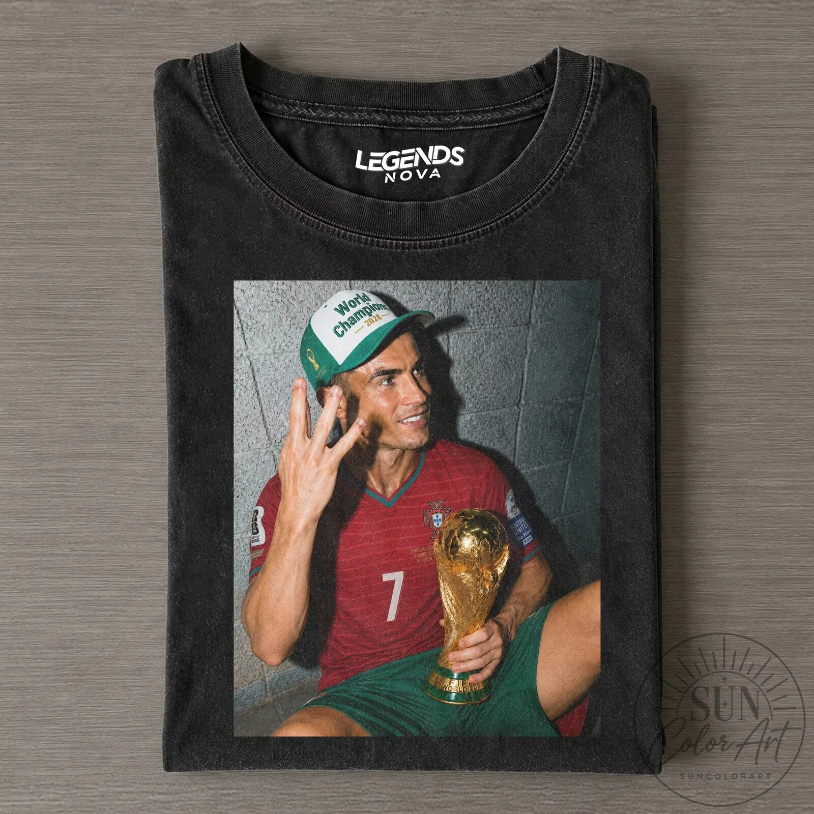 Cristiano Ronaldo World Champion 2026 Vintage Black T-Shirt
