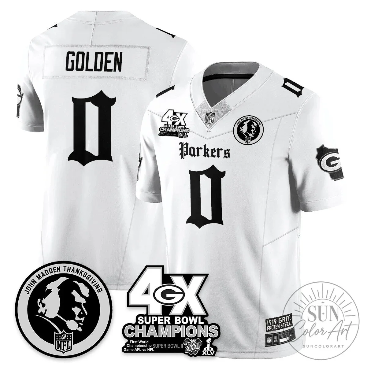 Green Bay Packers Super Bowl Champions Football Jersey featuring John Madden 50 Green Bay Packers Super Bowl Champions Football Jersey featuring John Madden