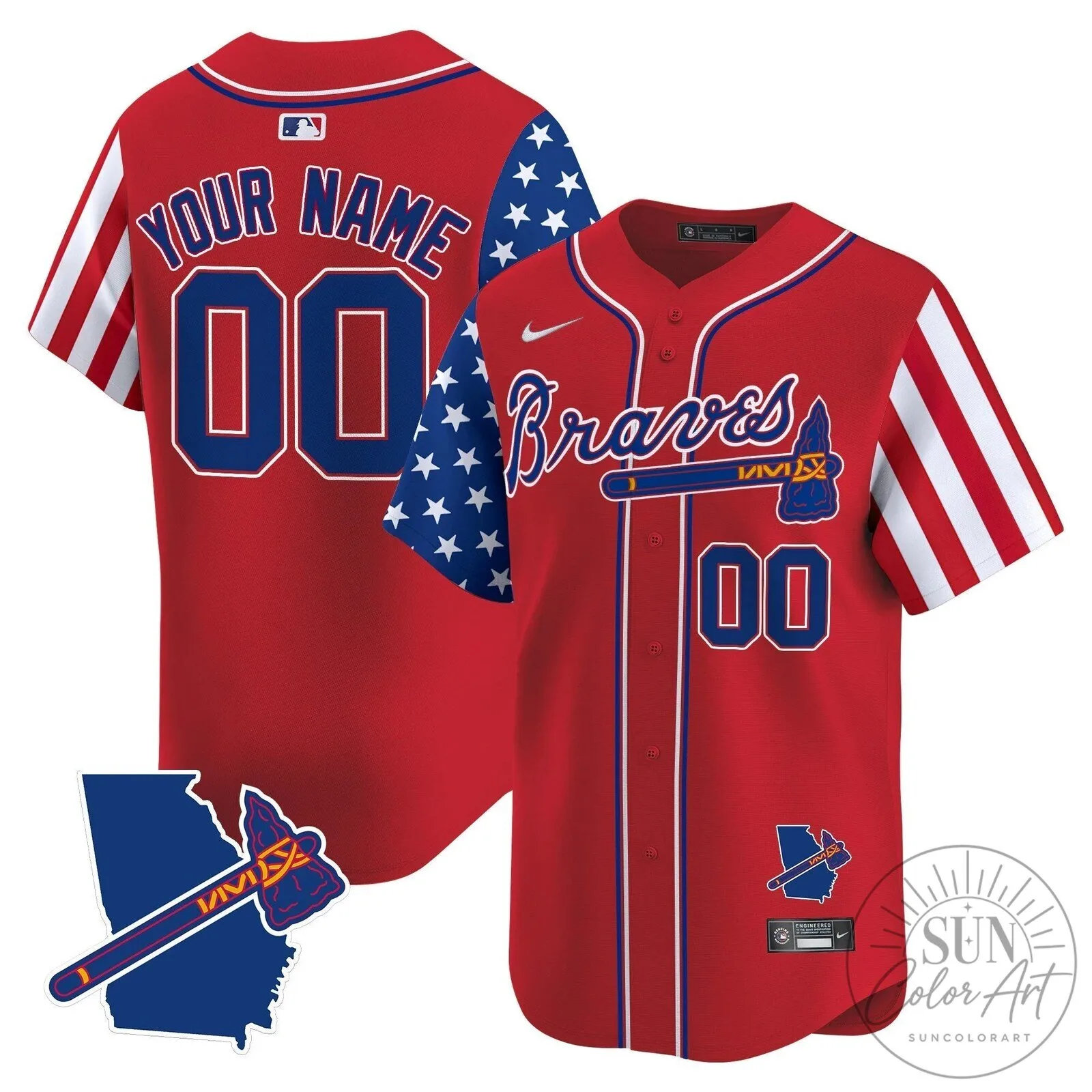 Atlanta Braves Memorial Day Baseball Jersey with Custom Name and Number 8 Atlanta Braves Memorial Day Baseball Jersey with Custom Name and Number