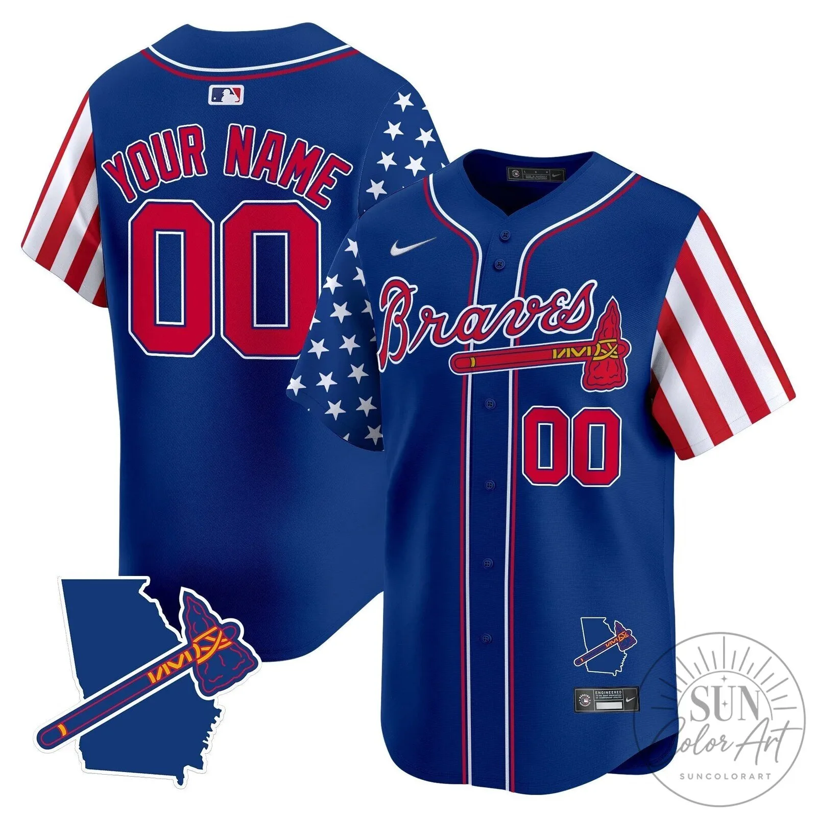 Atlanta Braves Memorial Day Baseball Jersey with Custom Name and Number 9 Atlanta Braves Memorial Day Baseball Jersey with Custom Name and Number