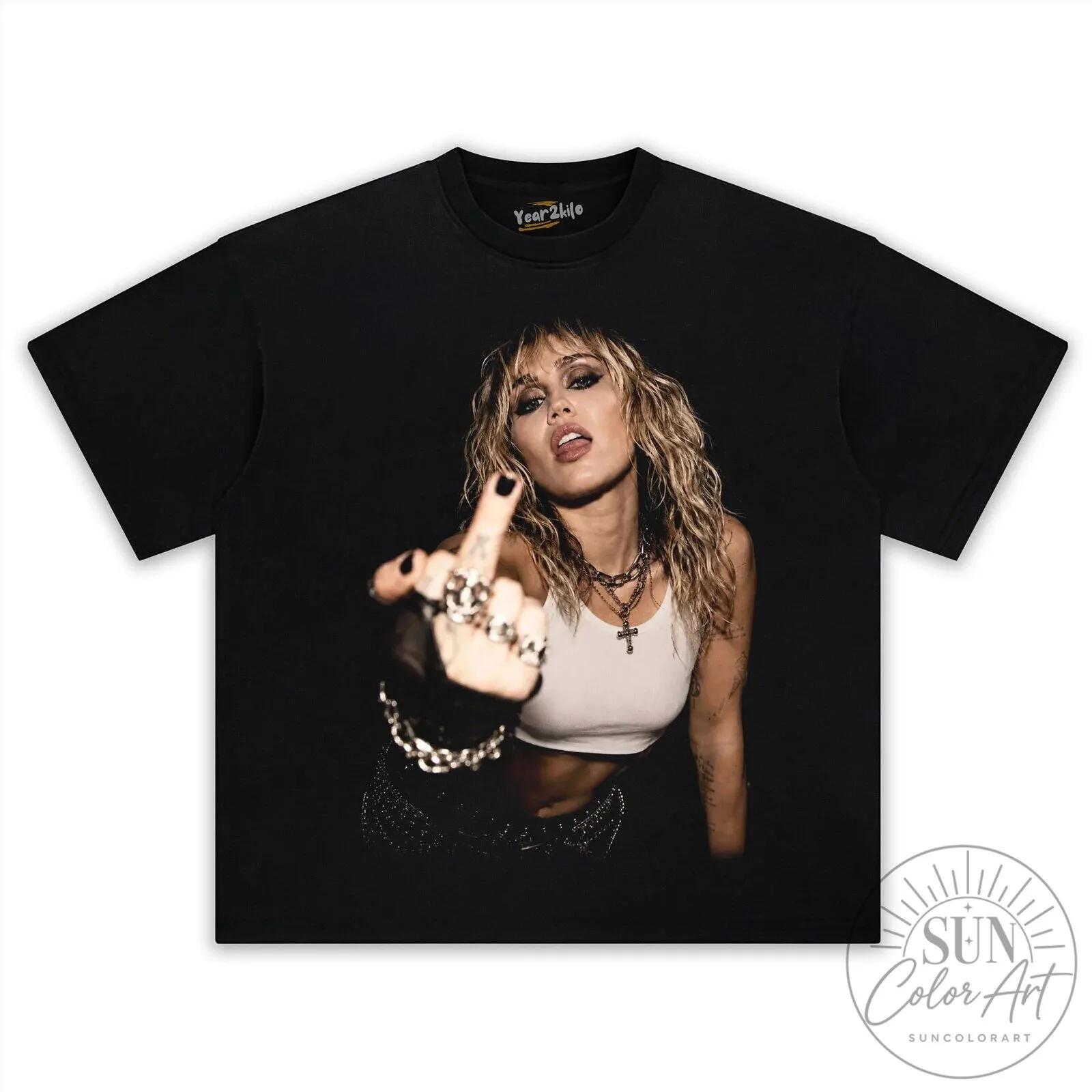 Miley Cyrus Middle Finger Vintage Washed Black T-Shirt 13 Miley Cyrus Middle Finger Vintage Washed Black T-Shirt