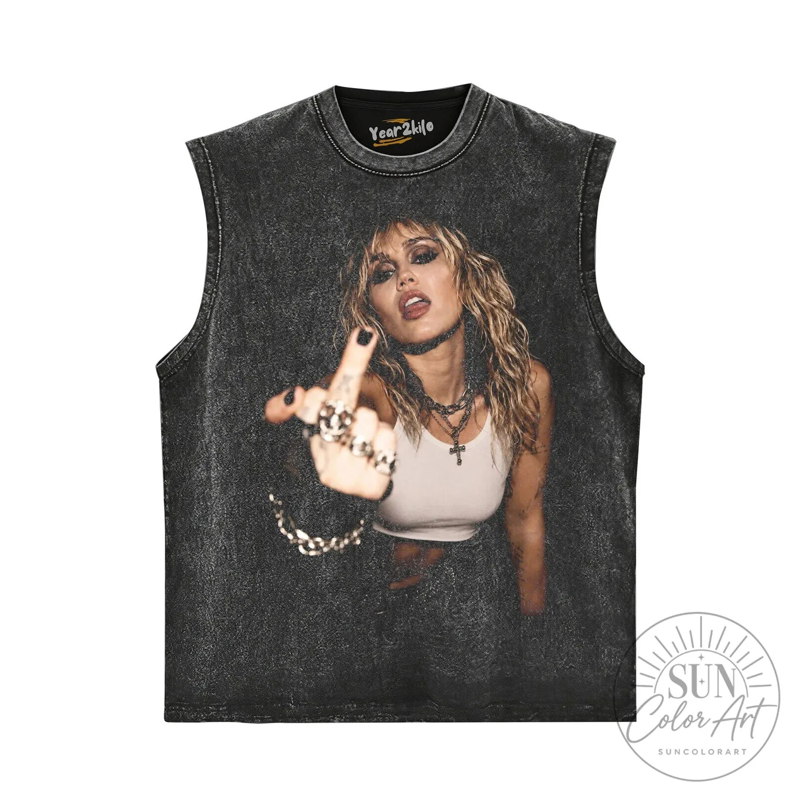 Miley Cyrus Middle Finger Vintage Washed Black T-Shirt 15 Miley Cyrus Middle Finger Vintage Washed Black T-Shirt