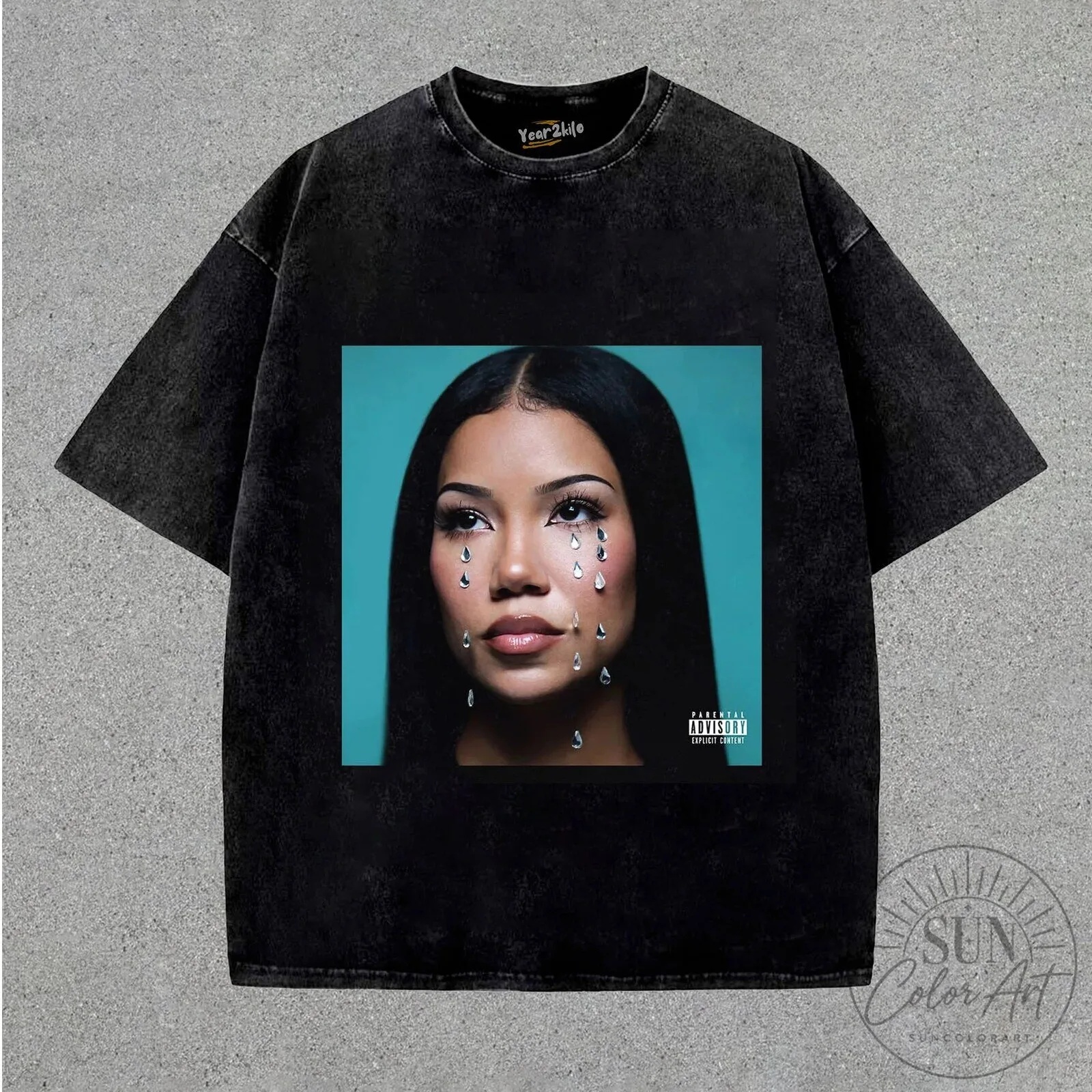 Jhene Aiko Chilombo Album Cover Art Black Washed Style Music Fan T-Shirt