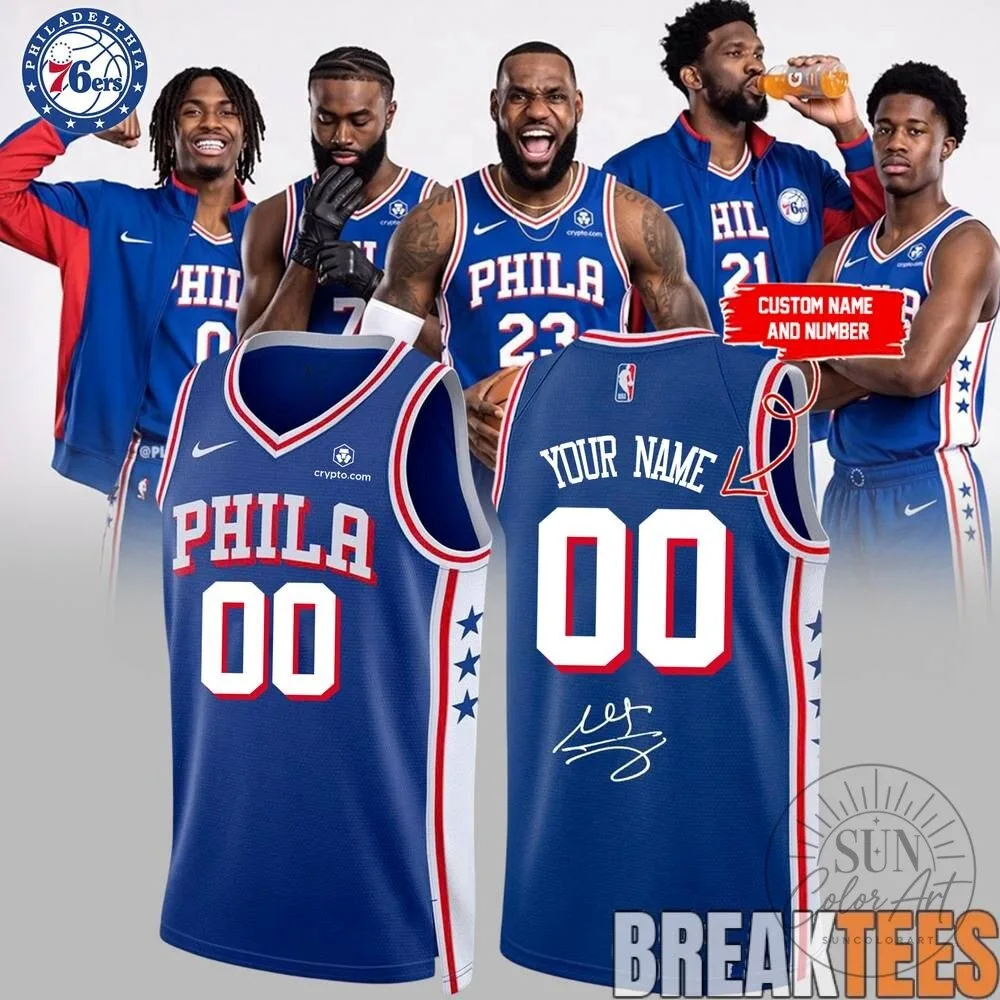 Custom Basketball Jersey with Name and Number for Philadelphia 76ers Fans