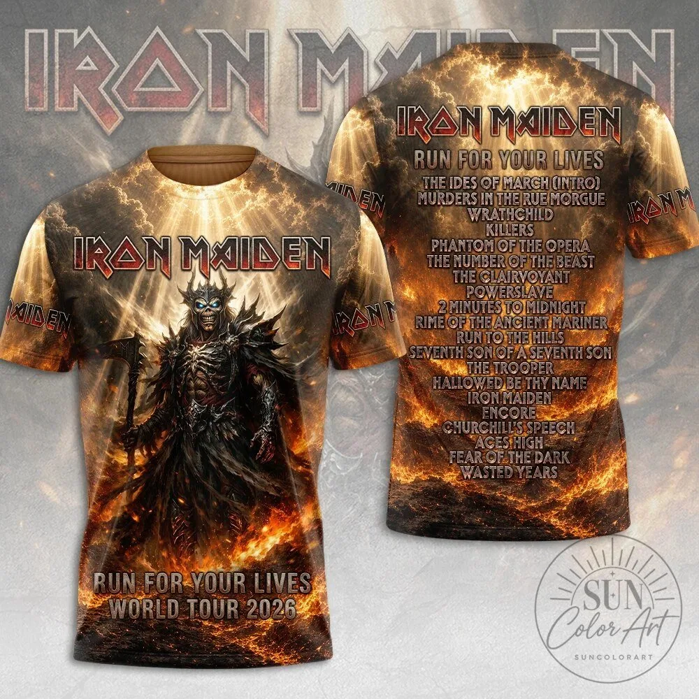 Run For Your Lives 2026 World Tour Concert T-Shirt by Iron Maiden 5 Run For Your Lives 2026 World Tour Concert T-Shirt by Iron Maiden