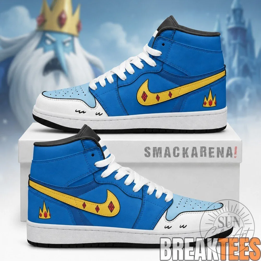 Ice King Adventure Time Cartoon Character Blue High Top Sneakers